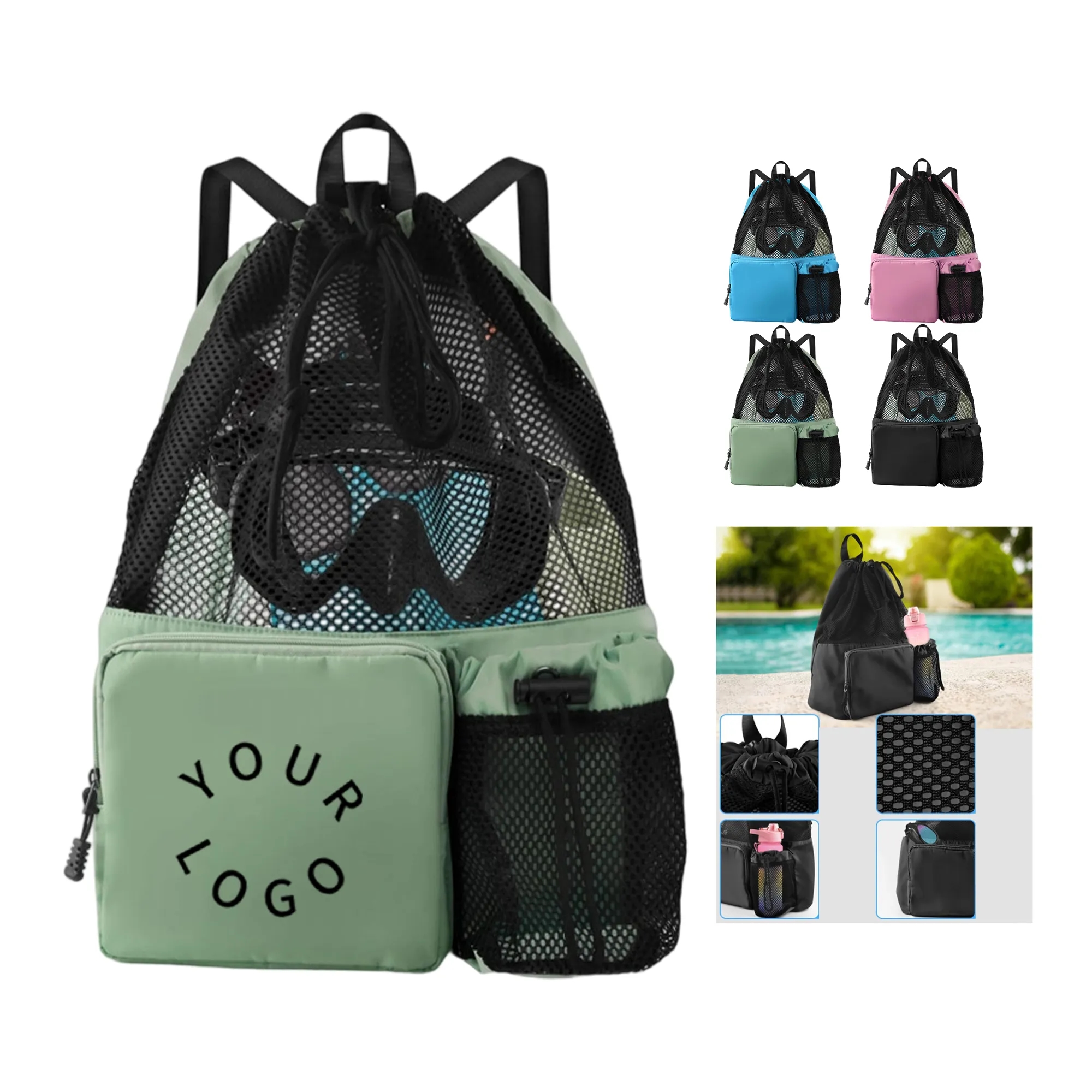 Drawstring Backpack with Wide Shoulder Straps