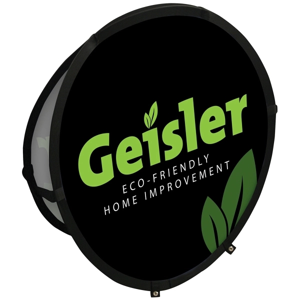 39. 37" Circle Pop-Up Banner Premium Display Polyester for employee onboarding gifts