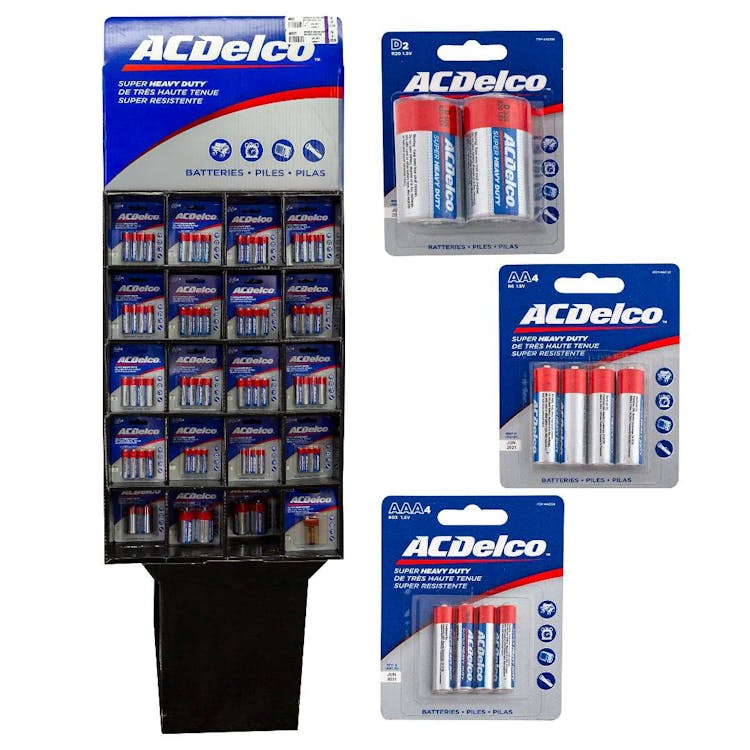 Heavy Duty Battery Display - 160 Packs Assorted 3