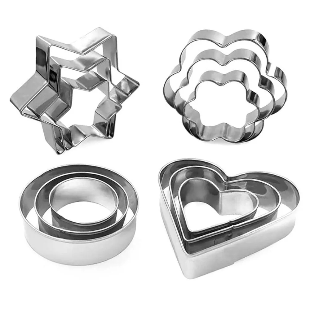 Baking Cookie Cutters Set Flower Round Heart Star Shaped