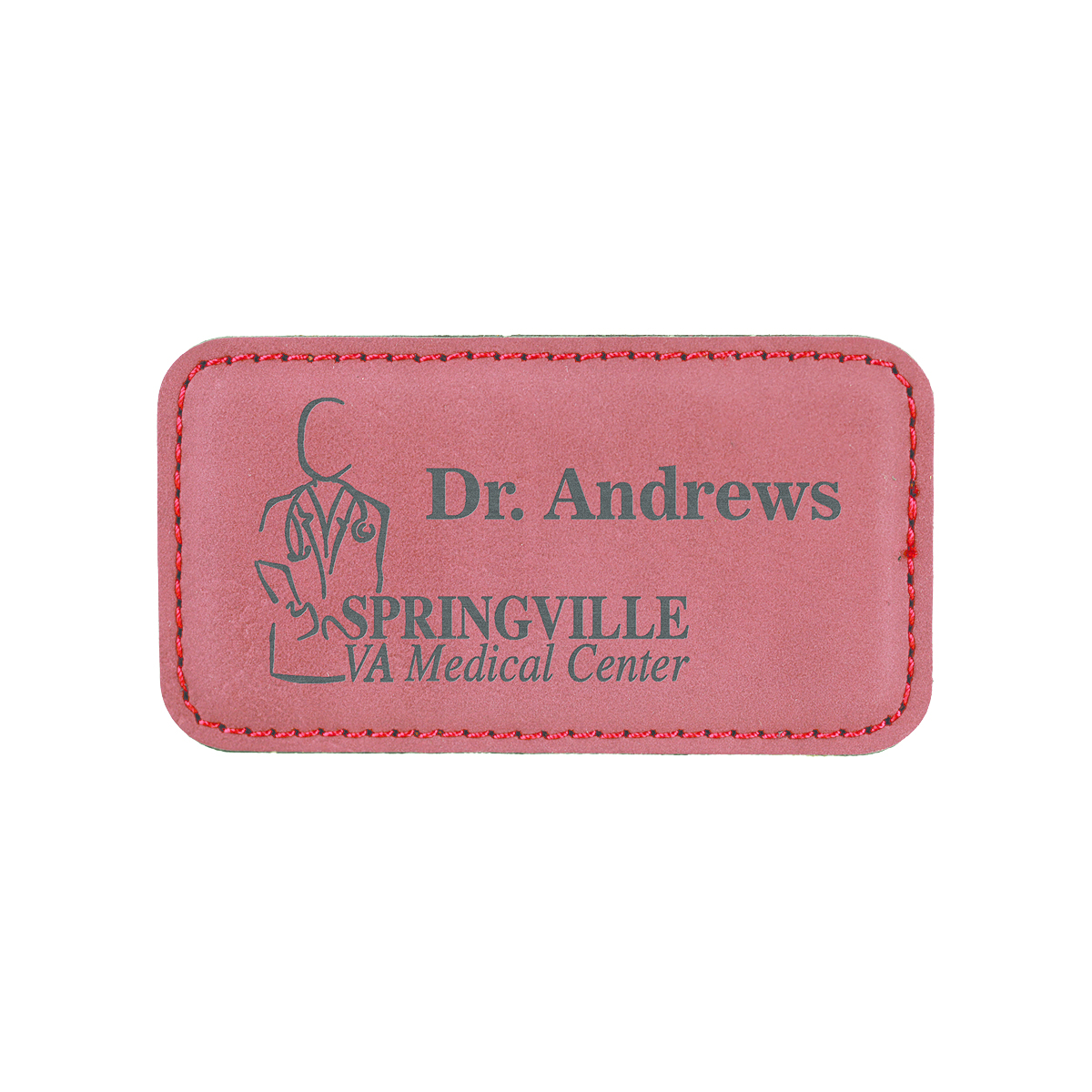 3 1/4" x 1 3/4" Rose Leatherette Badge w/ Magnet