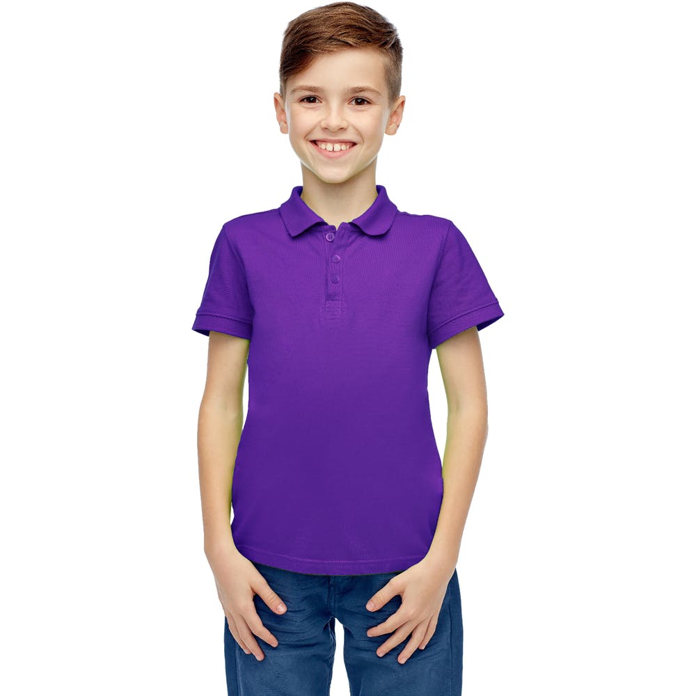 Boys' Uniform Polo Shirts - Grape Short Sleeve Size 4 - 7 3