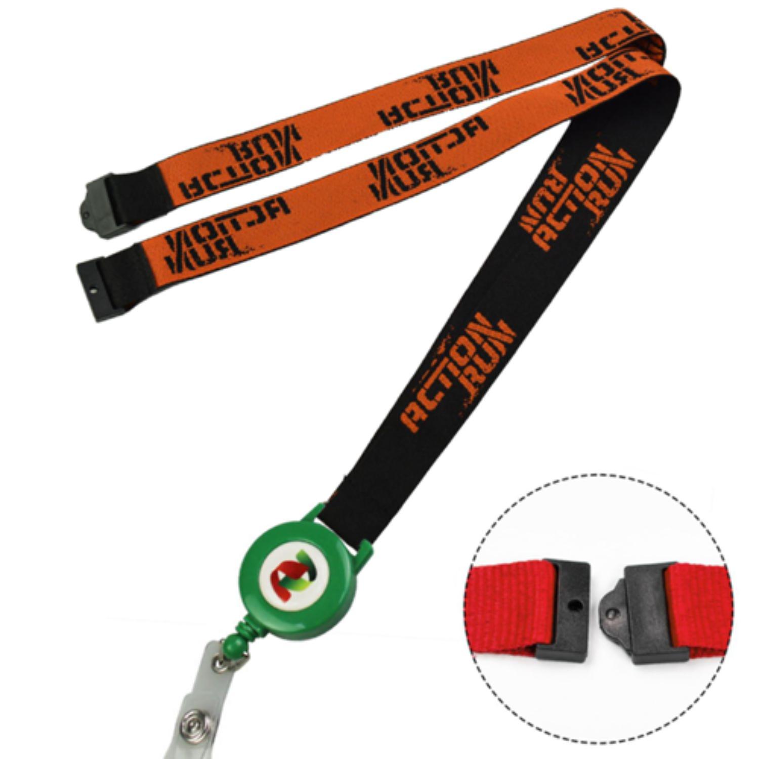 Woven Combo Badge Reel Lanyard w/ Safety Breakaway