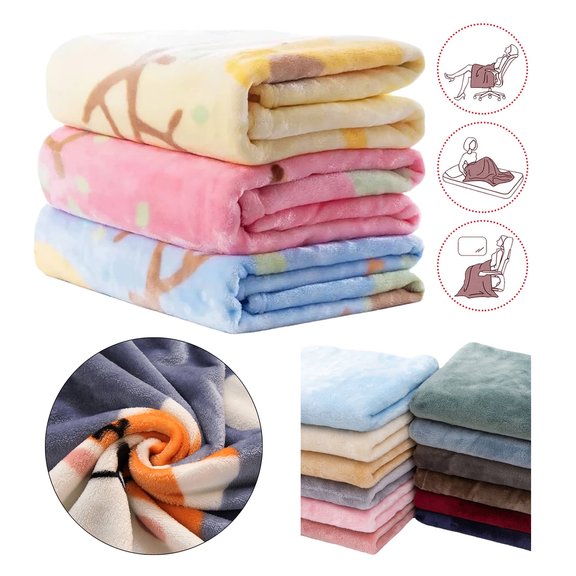 Lightweight Throw Blanket Mul Sizes Avail 3