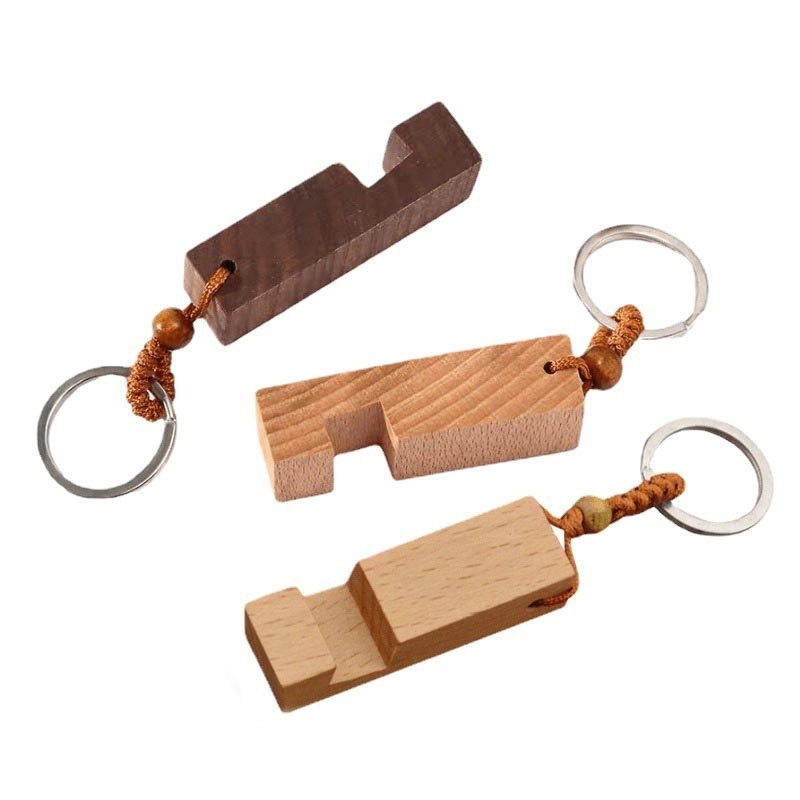 Wood Phone Stand With Key Chain