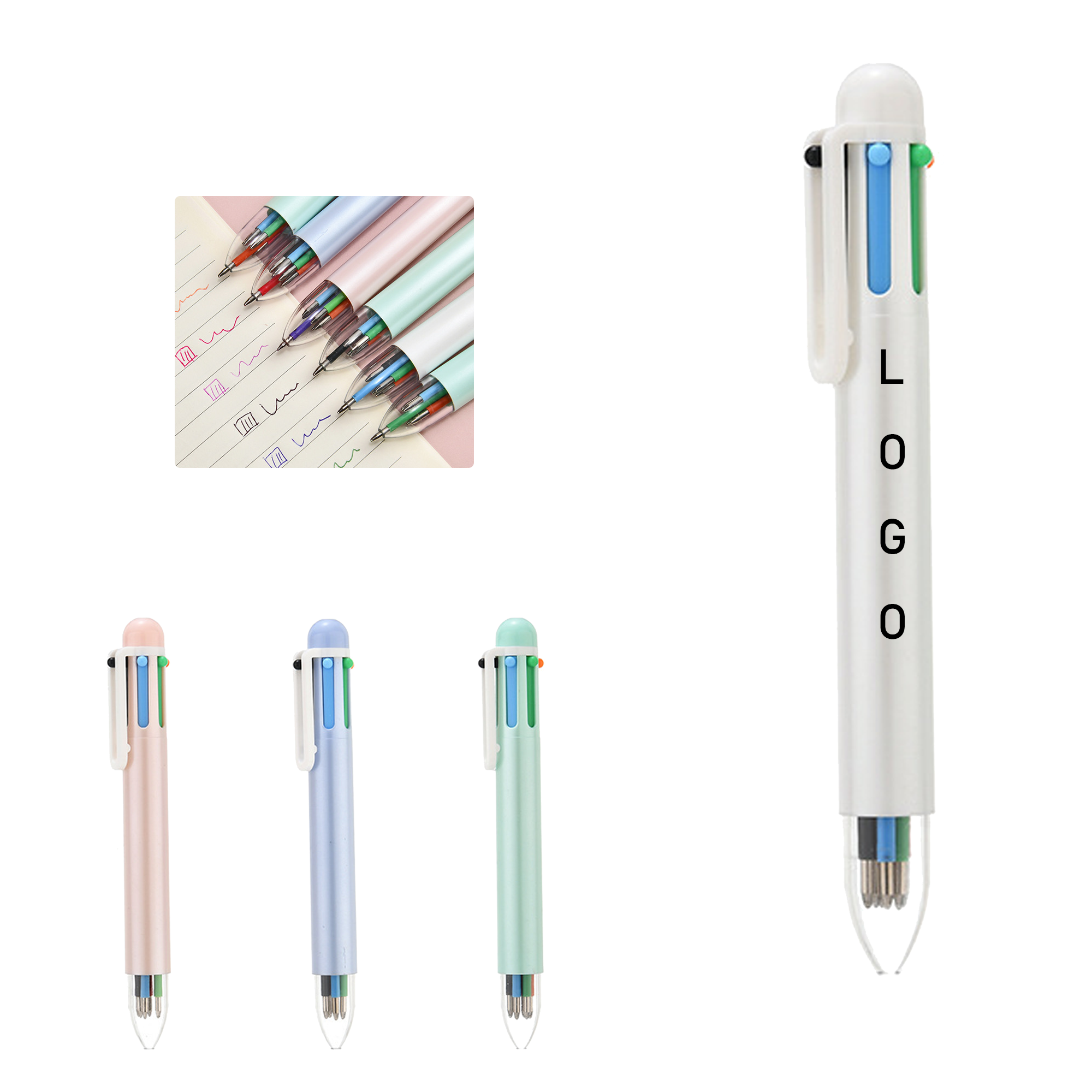 6-in-1 Multicolor Plunger-action Retractable Ballpoint Pen 5