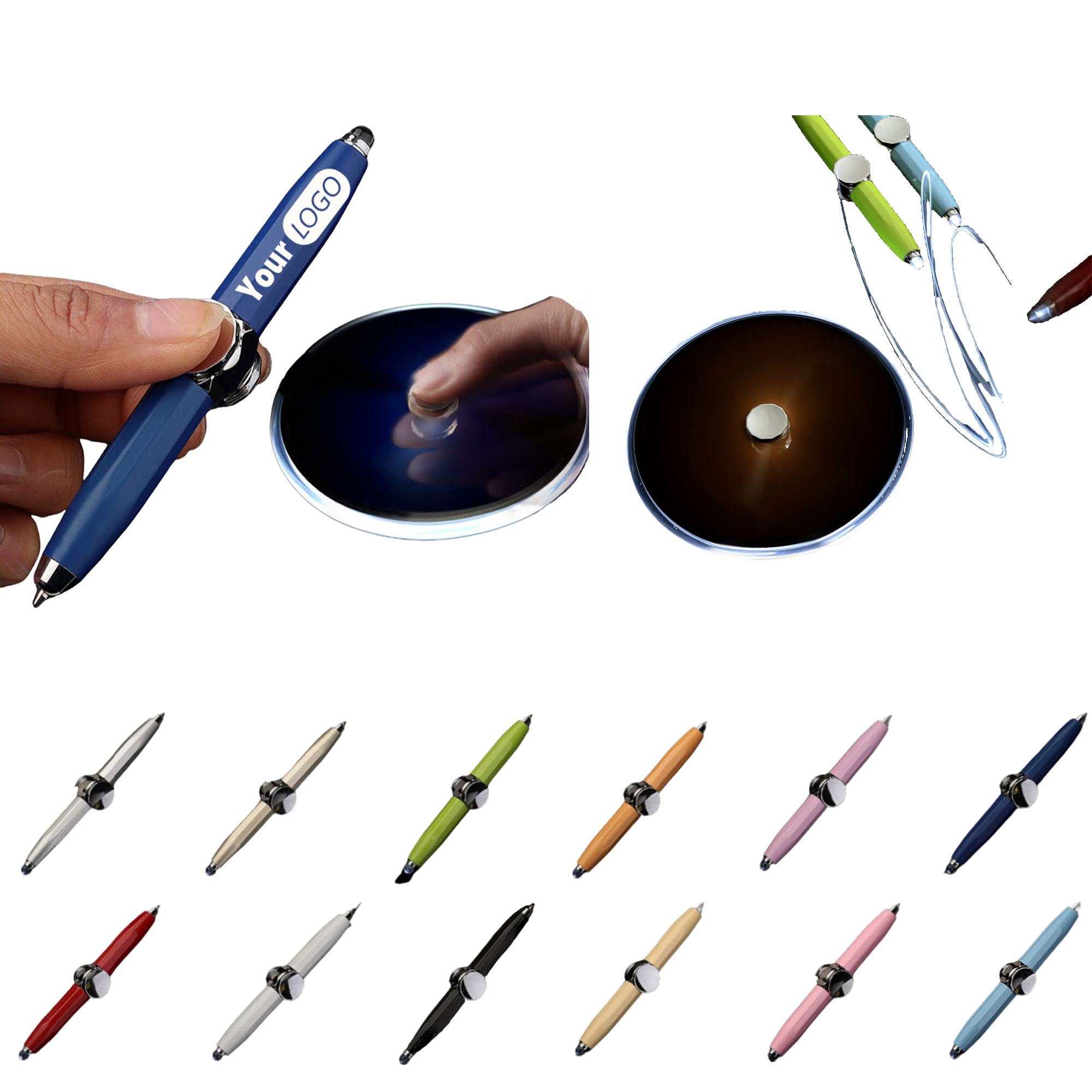 LED Light Metal Fidget Spinner Stress Relief Ballpoint Pen 10