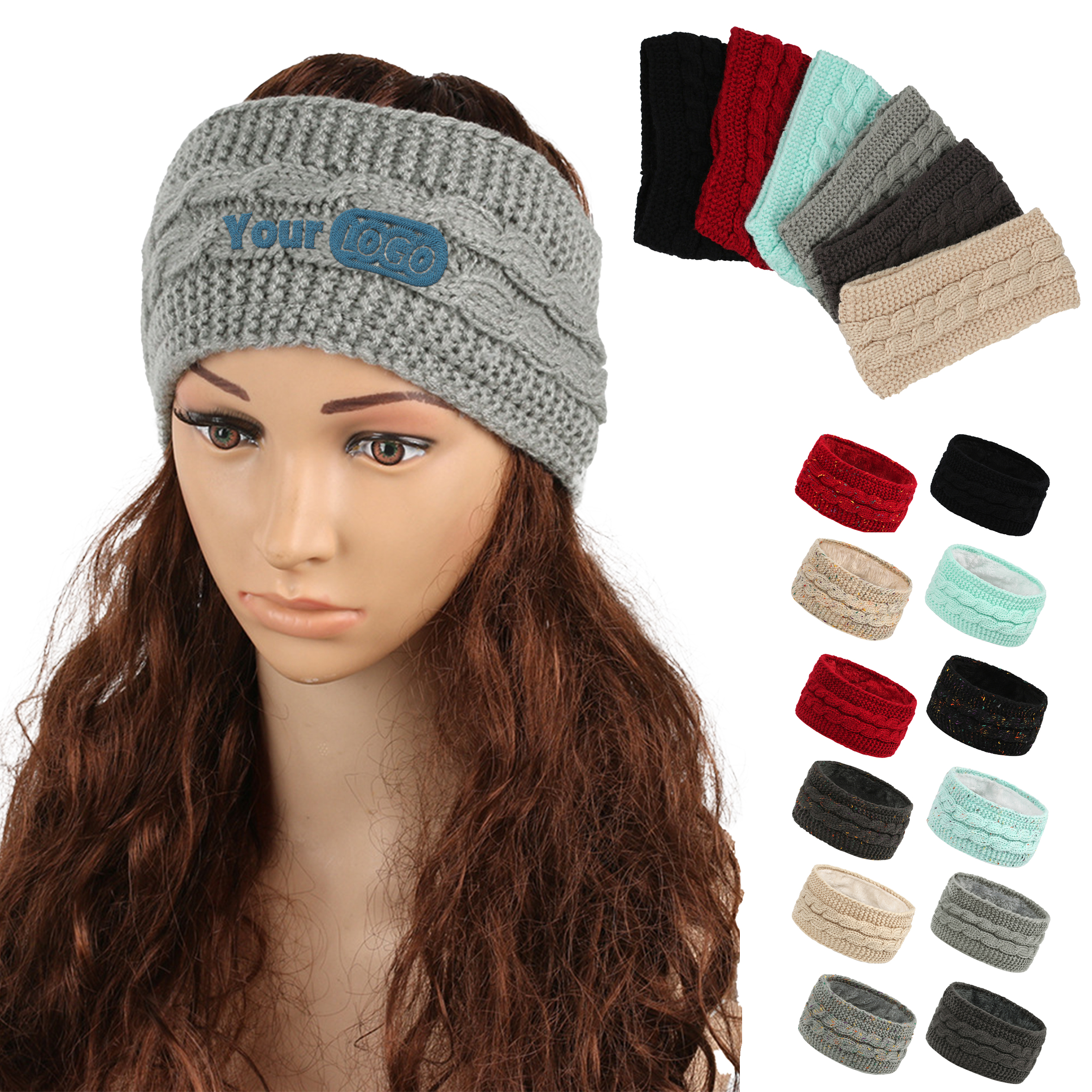 Acrylic Winter Velvet Knit Sports Headband 14