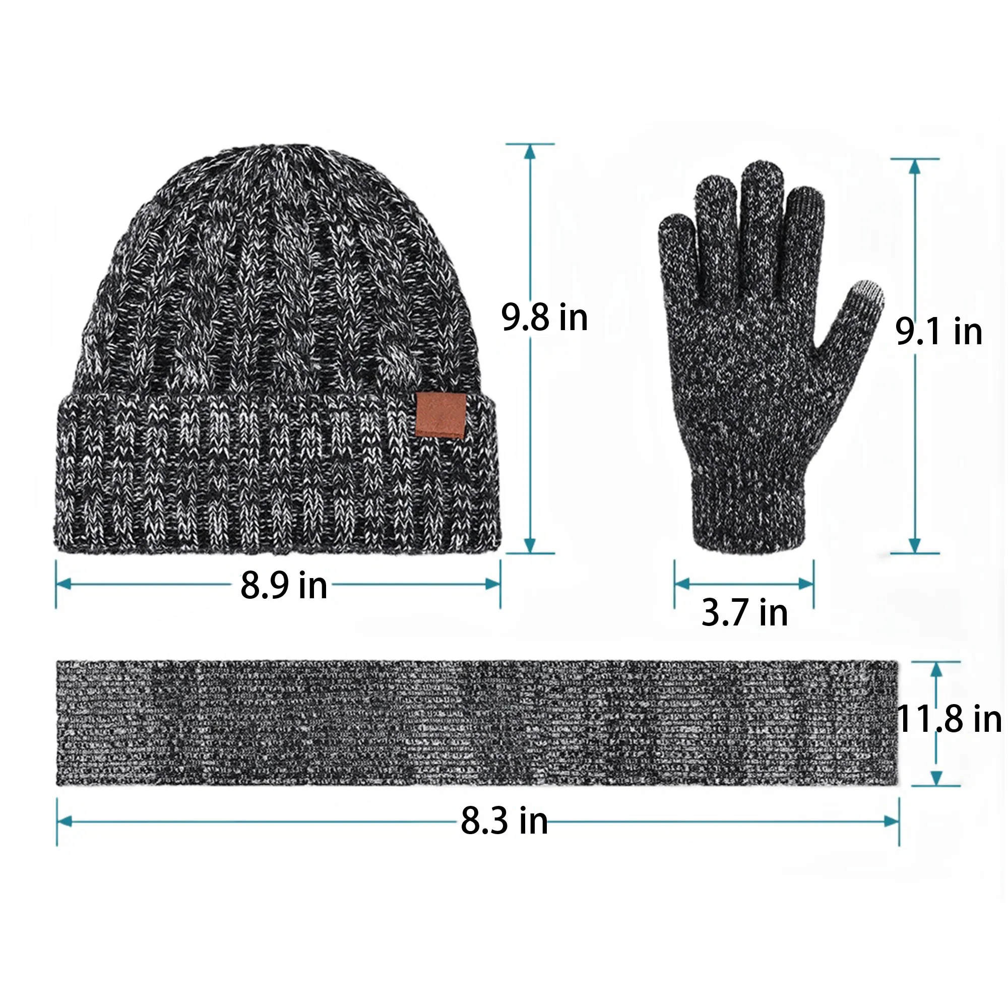 3 In 1 Winter Beanie Hat Gloves Scarf Set 27