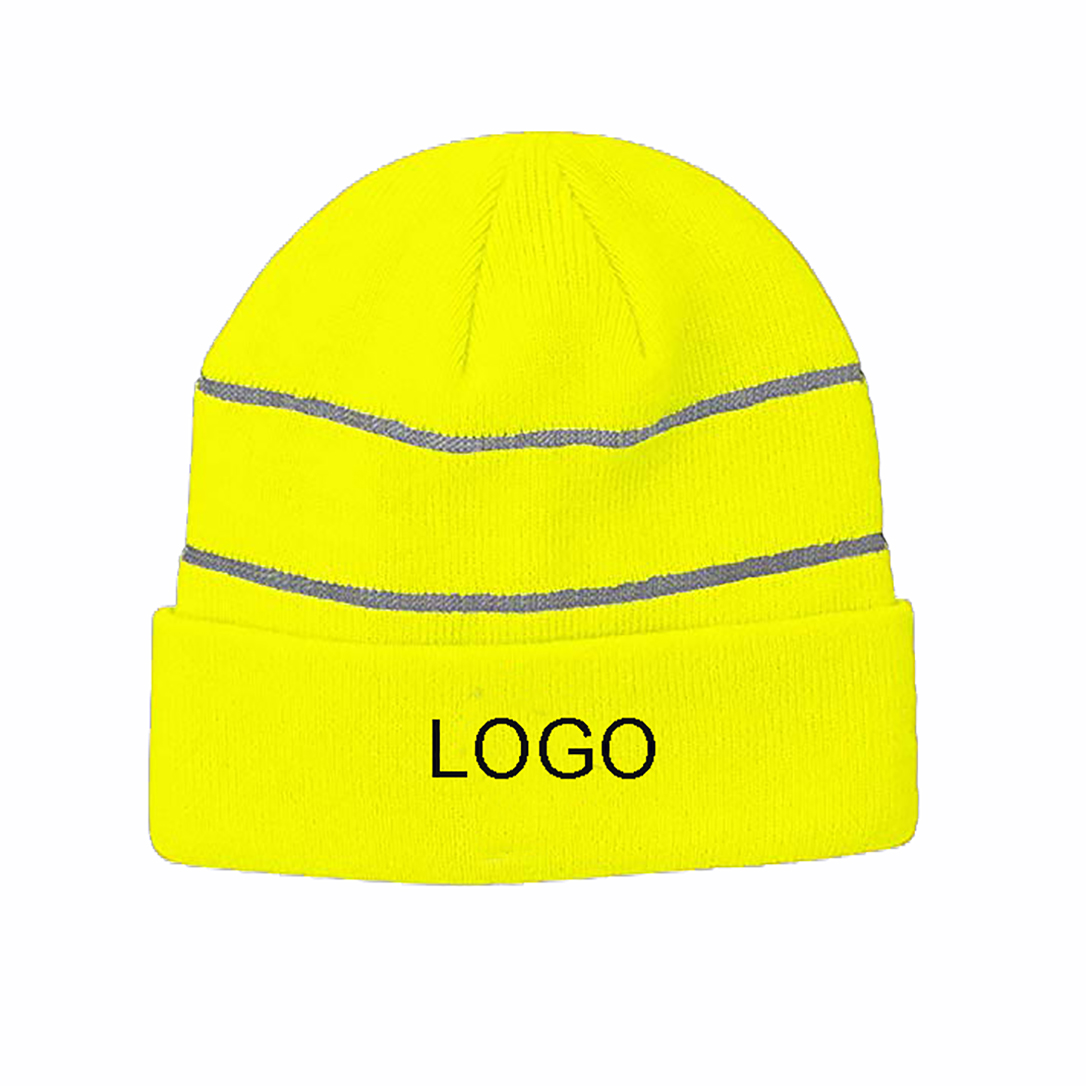 Adult Acrylic Beanie With Reflective Stripes