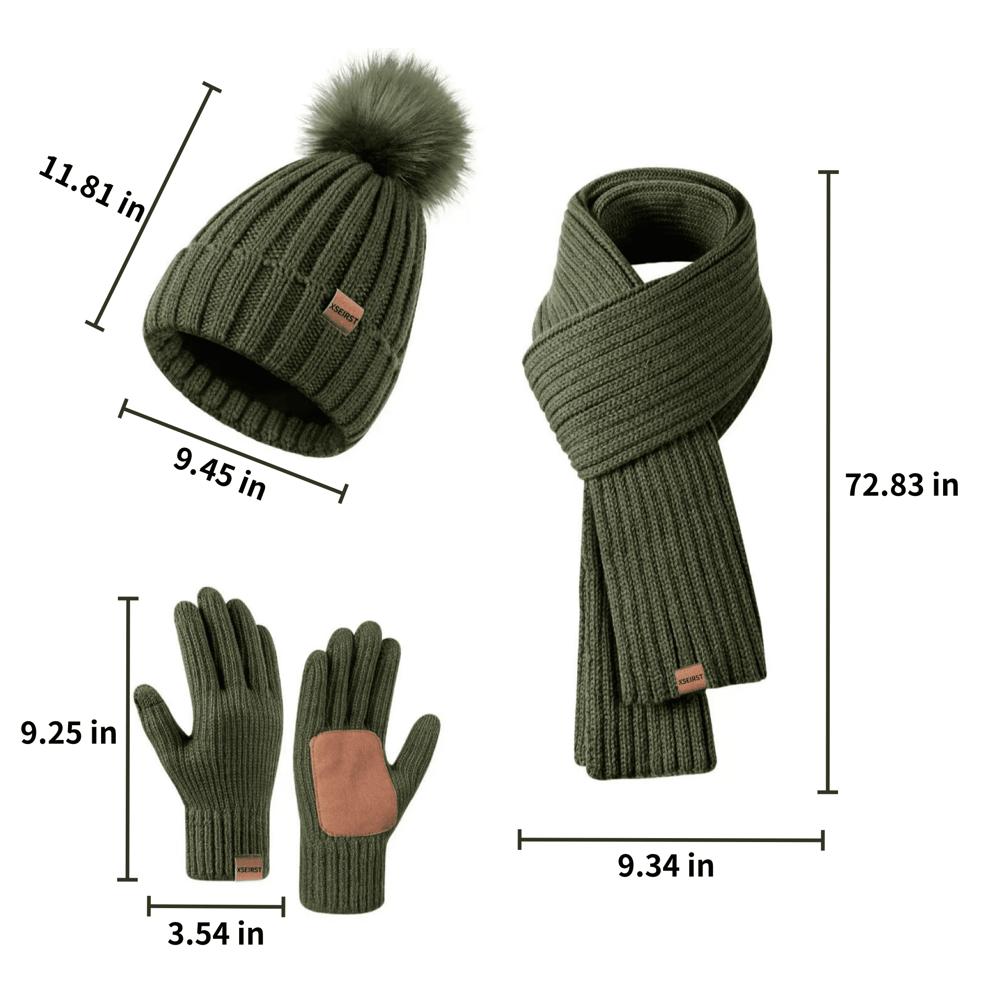 Knitted Acrylic Hat Scarf And Touchscreen Glove Set 7