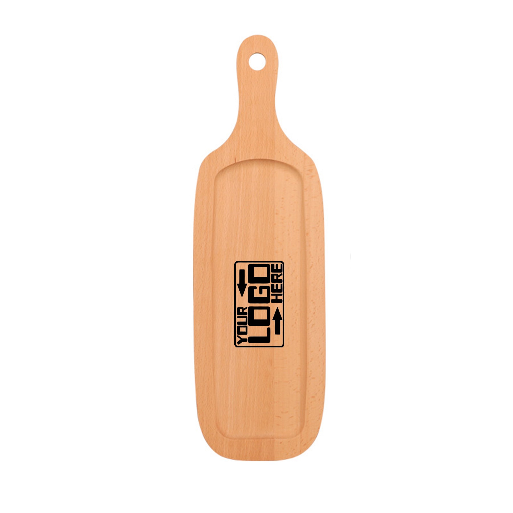 Wood cutting board with handle
