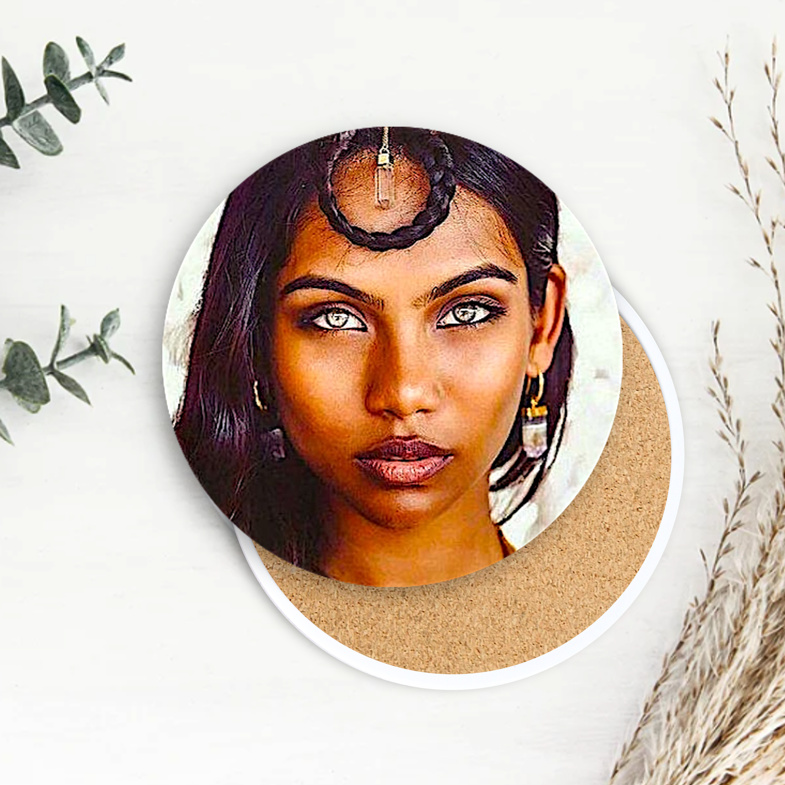 Semi-Gloss White Ceramic Round Coaster 28