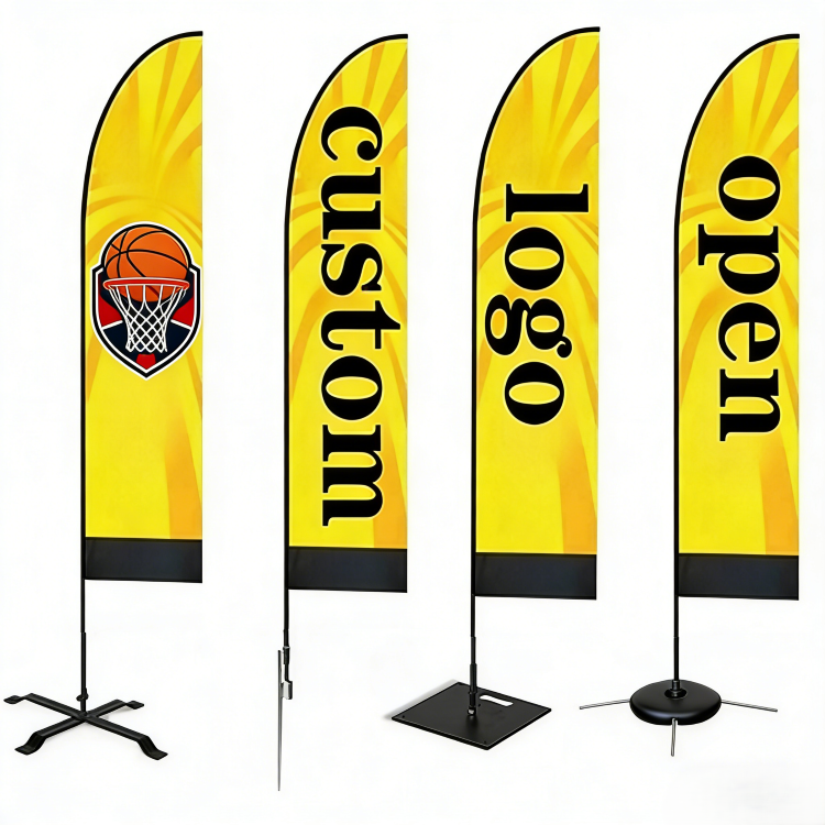 Custom Fabric Blockout Layer Polyester Feather Flag W/ Heavy Duty Base