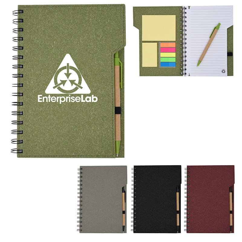 Spiral Notebook with Sticky Flags and Sticky Notes