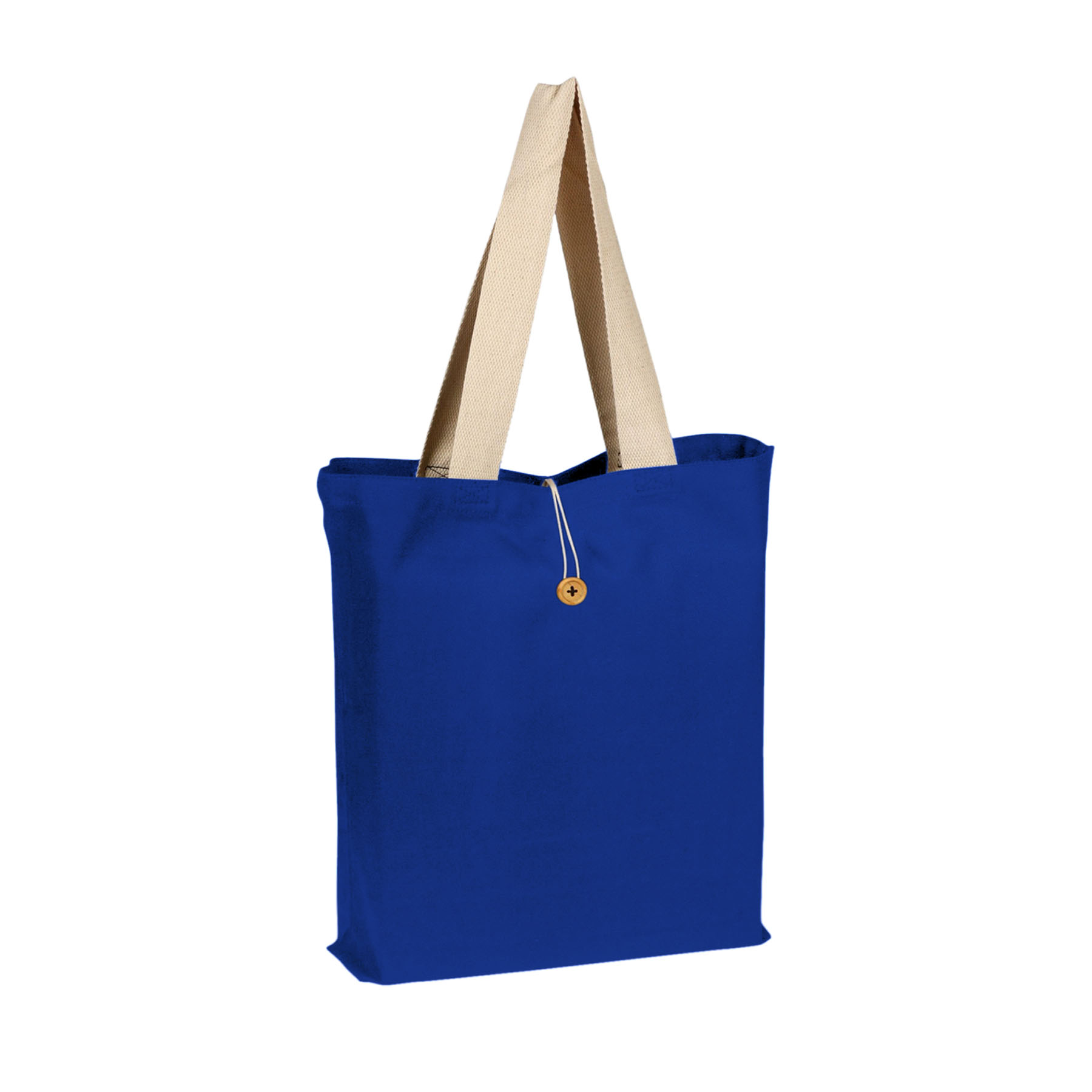 12oz. 100% Cotton Colored Button-Up Canvas Tote w/Natural Handle 16