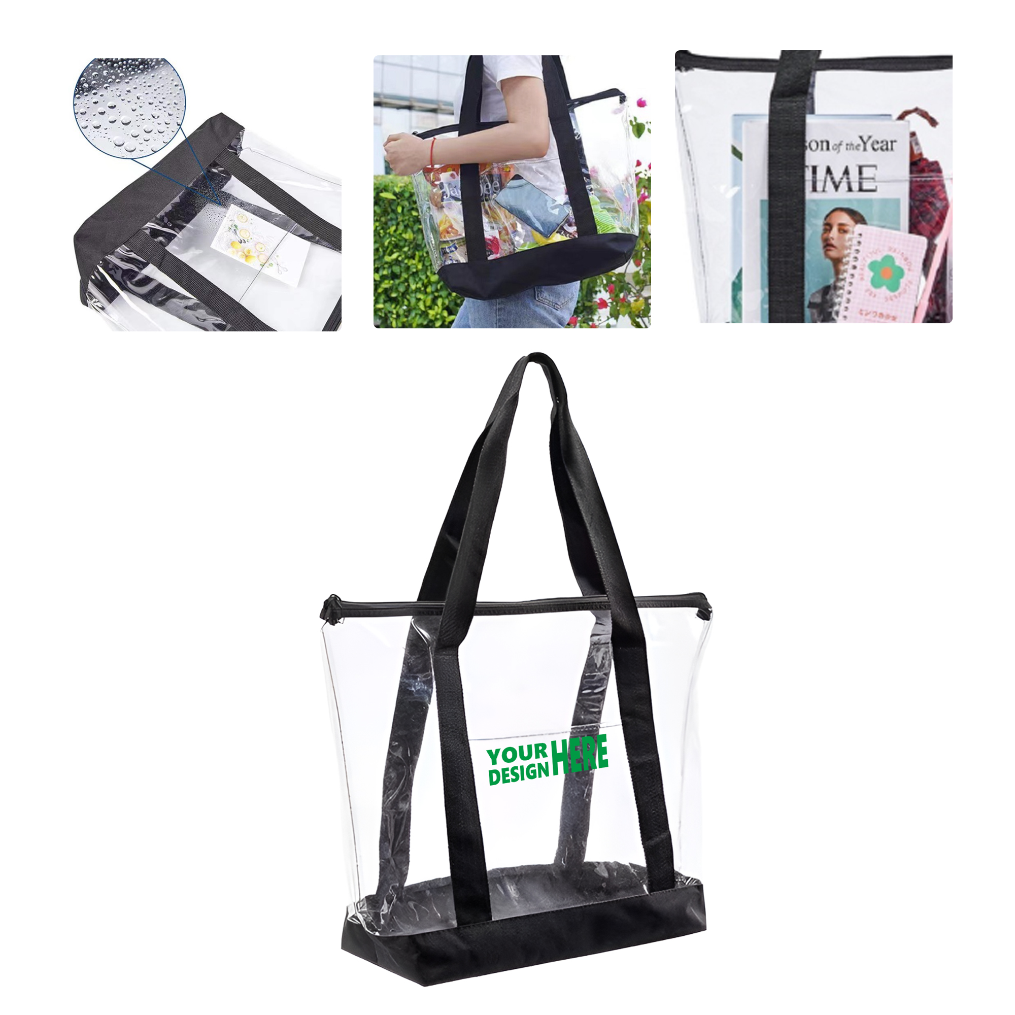 MOQ 50 Clear PVC Tote Bag Spacious Travel and Beach Bag 3