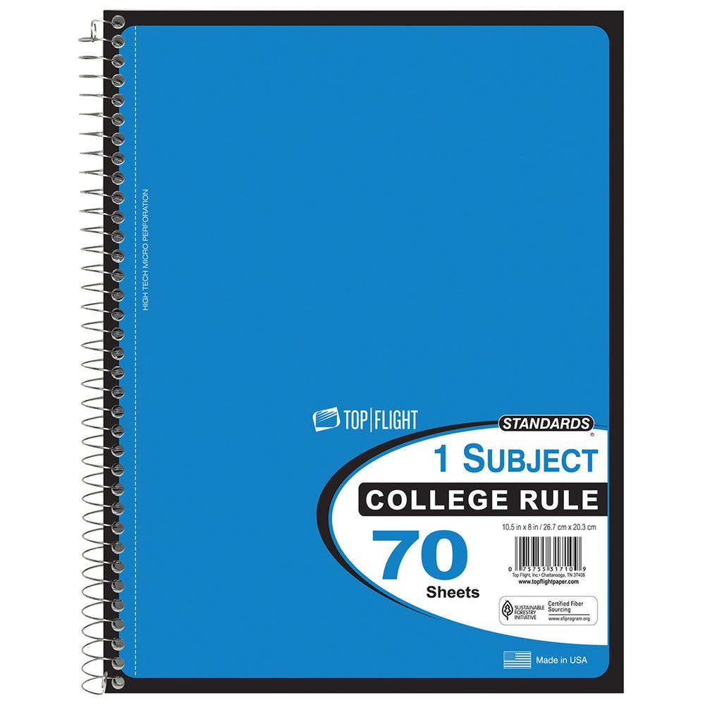 1 Subject Spiral Notebooks - College Ruled 70 Sheets 5 Colors 3