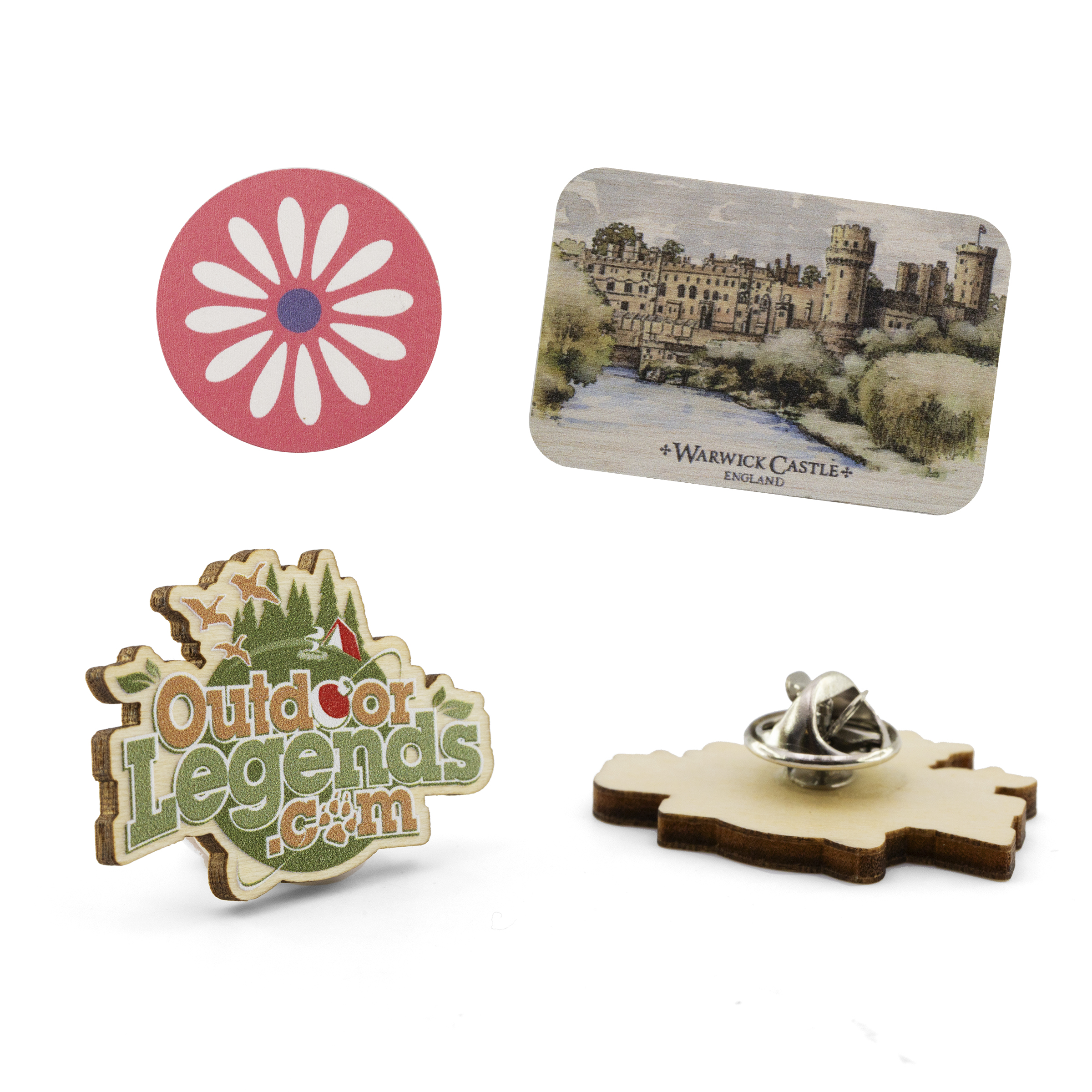Wood Lapel Pins Full Color (2”)