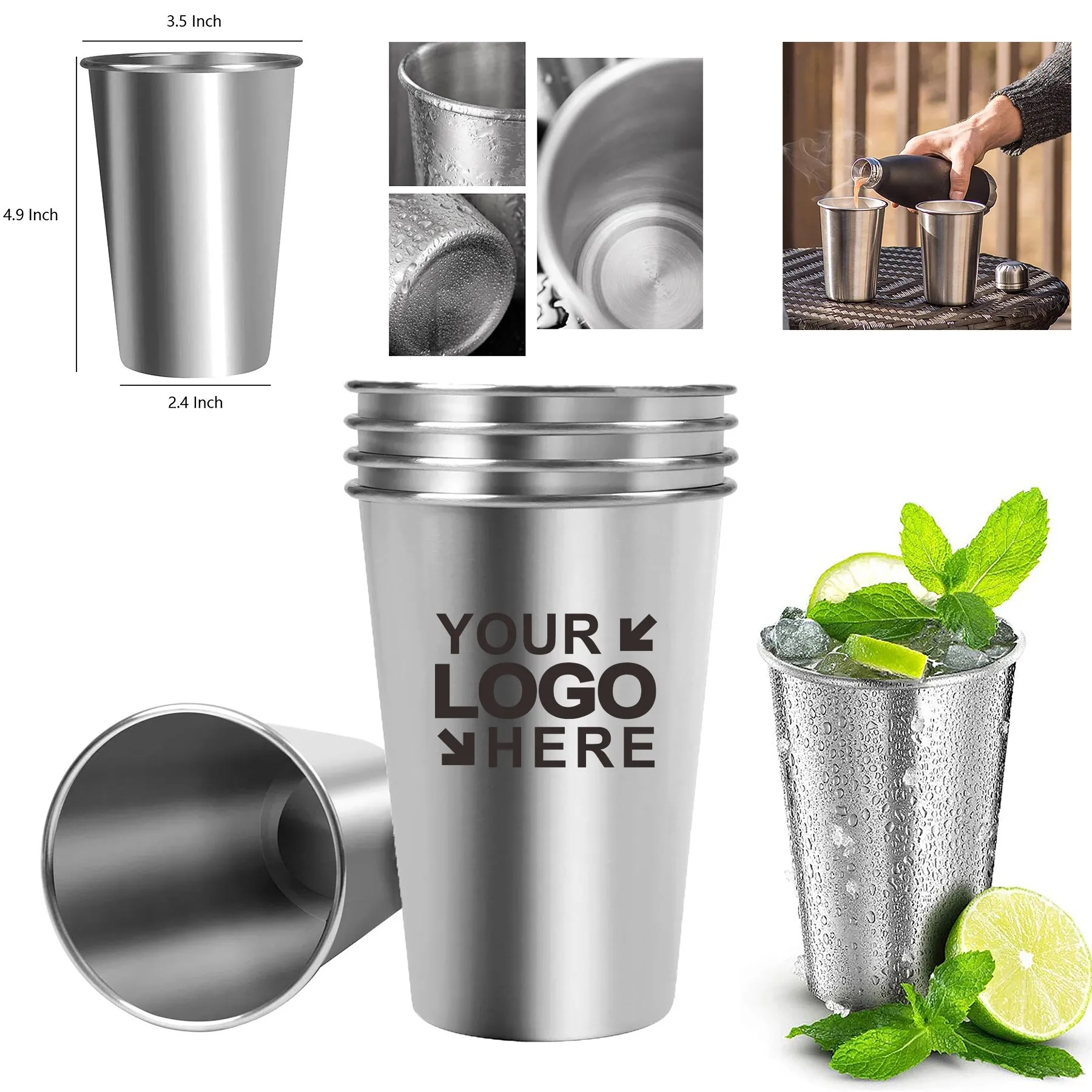 17 Oz. Stainless Steel Pint Cup