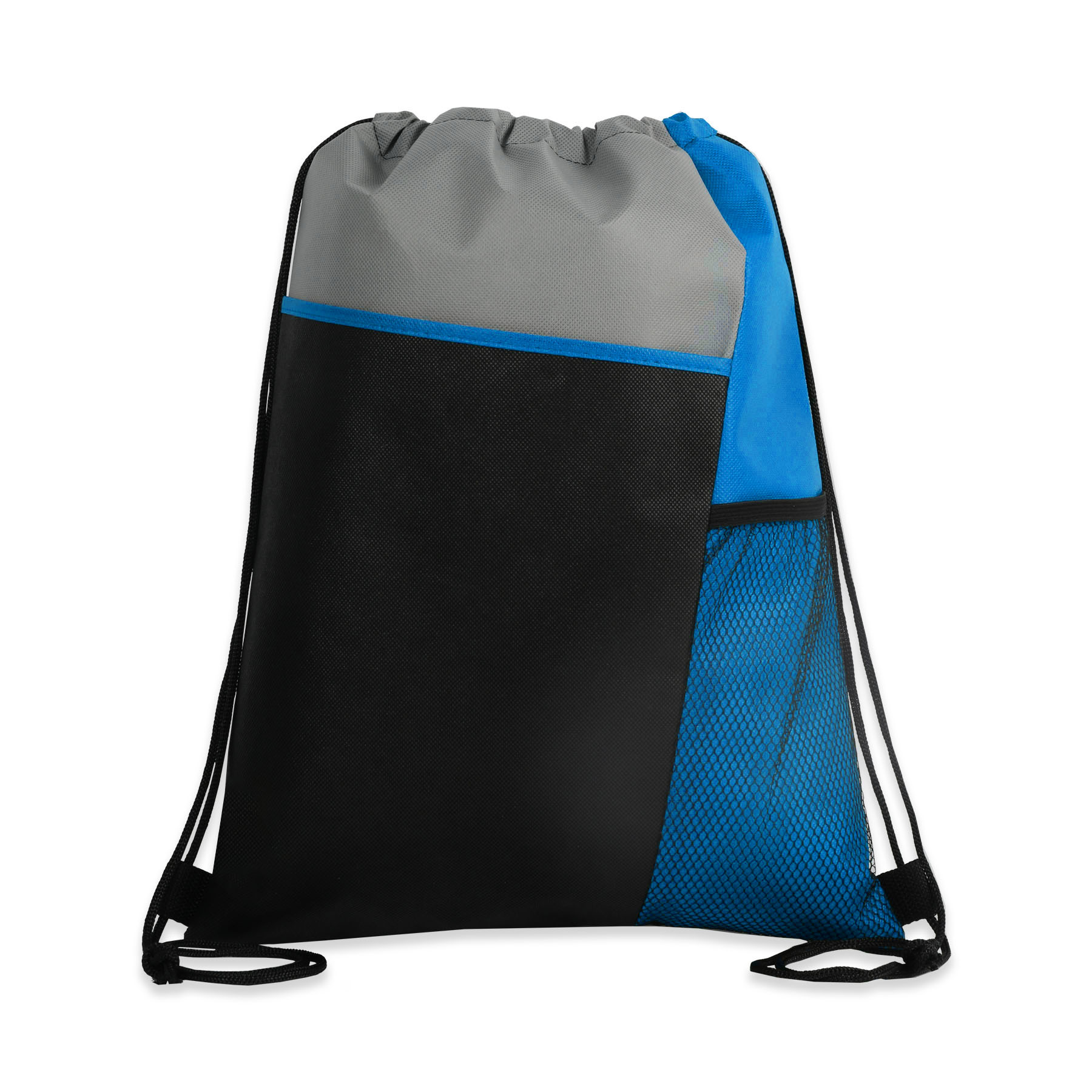 Tri Color Drawstring Backpack with Front Mesh Pocket 89