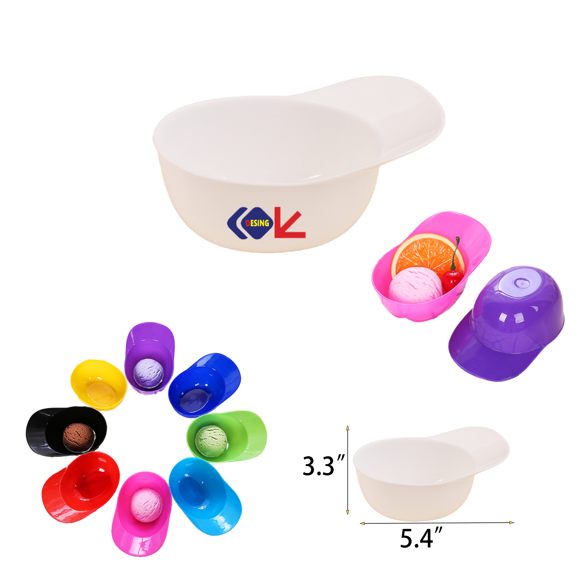Plastic Baseball Cap Ice Cream Bowl 3