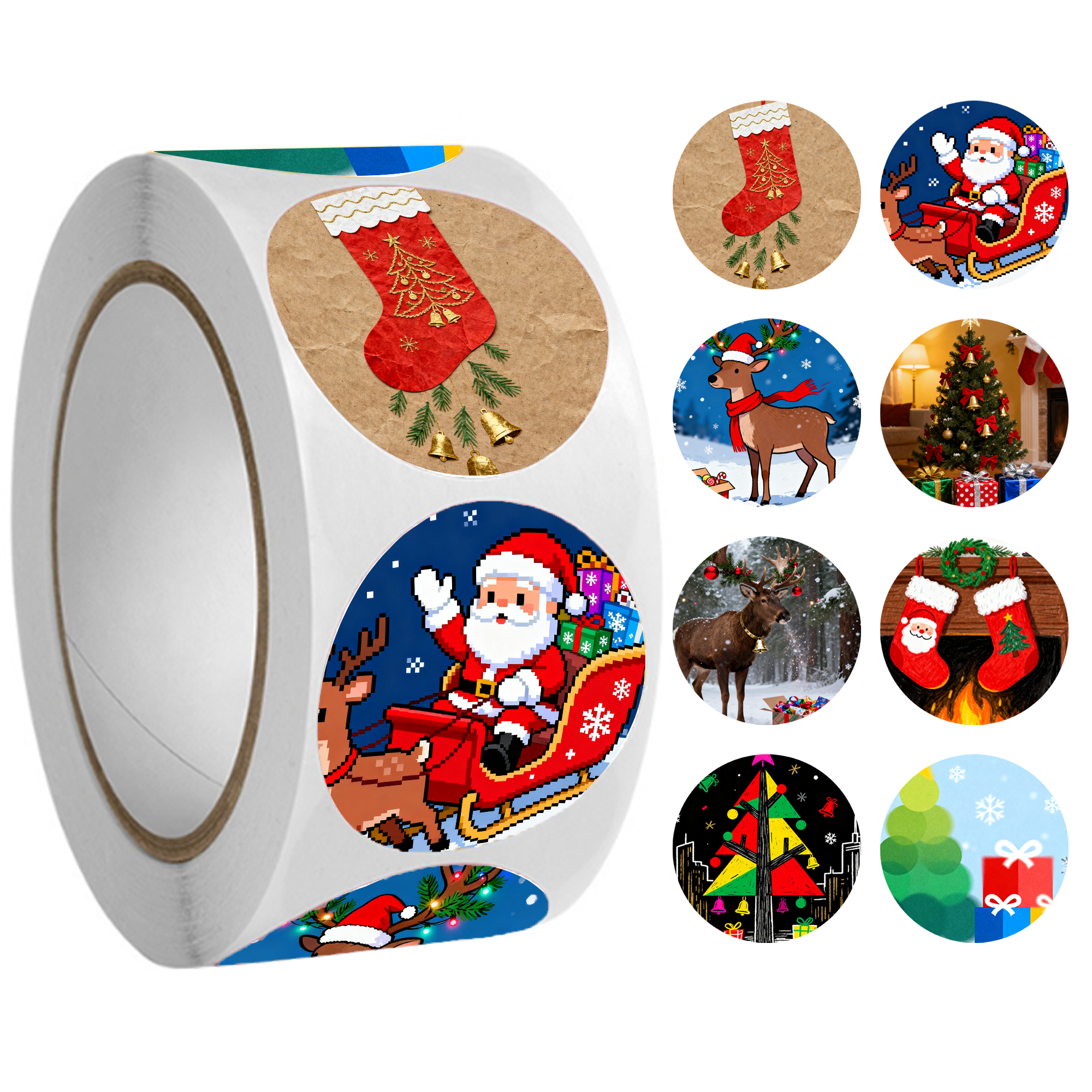 Personalized 1.5-inch Holiday Roll Stickers
