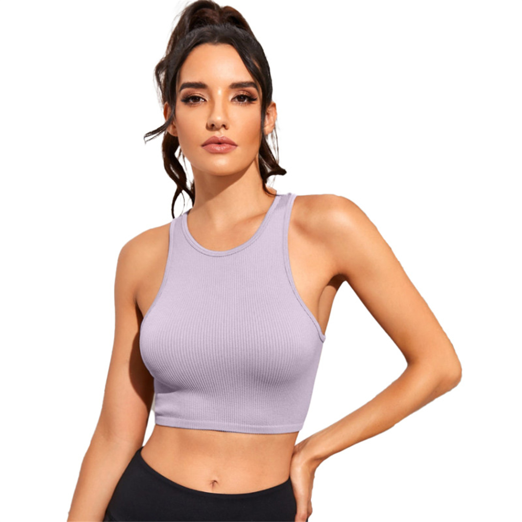 Womens Ribbed Longline Sports Bra 3