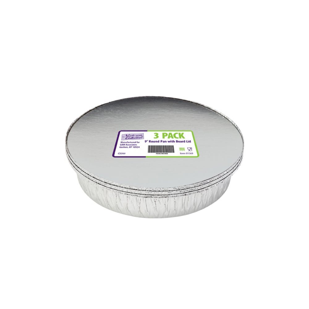 Aluminum Round Pans - 9" with Lids 3 Pack 3