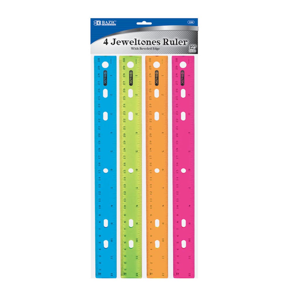 12" Rulers - 4 Pack Jewel Tone Colors 2