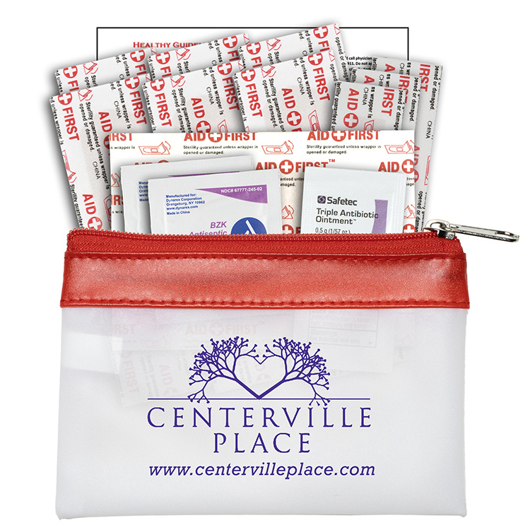 "SAFETY-ON-THE-GO" 14 Piece First Aid Kit in Colorful Zipper Vinyl Pouch 9