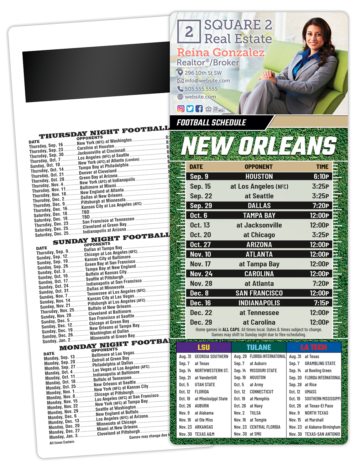 Football Schedule Laminated Card/Postcard with Magnet Strip 3.5x8.5 - 14 pt.