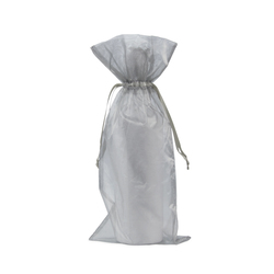 Silver Organza Wine Bag