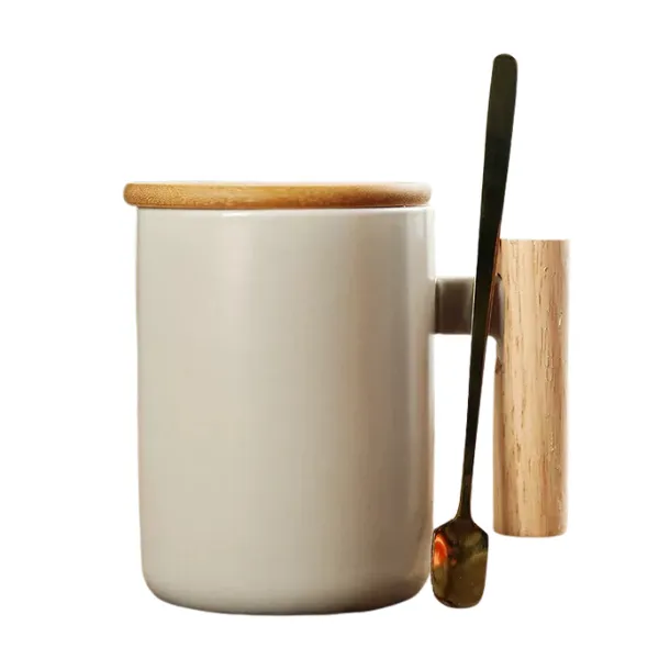 Ceramic Coffee Mug with Lid and Scoop Included 11