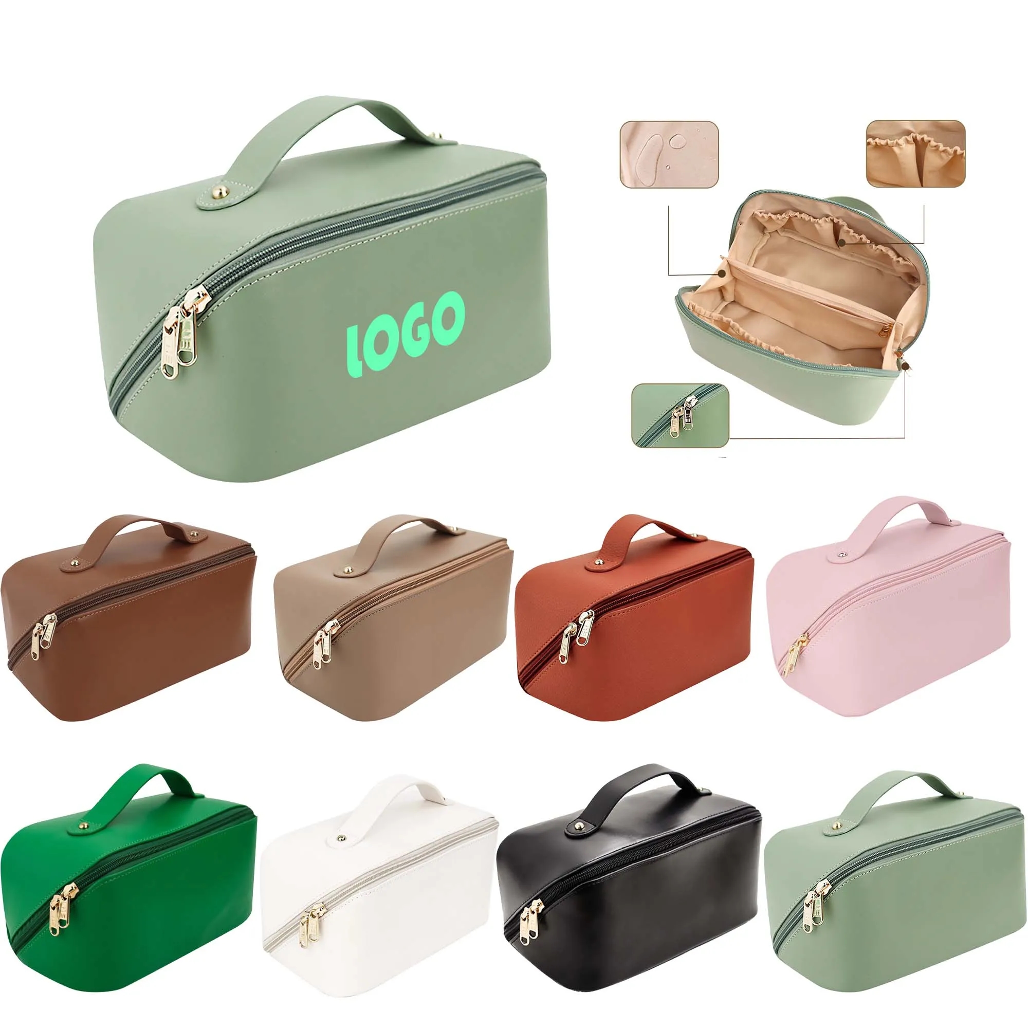 Large Capacity PU Leather Makeup Toiletry Bag 17