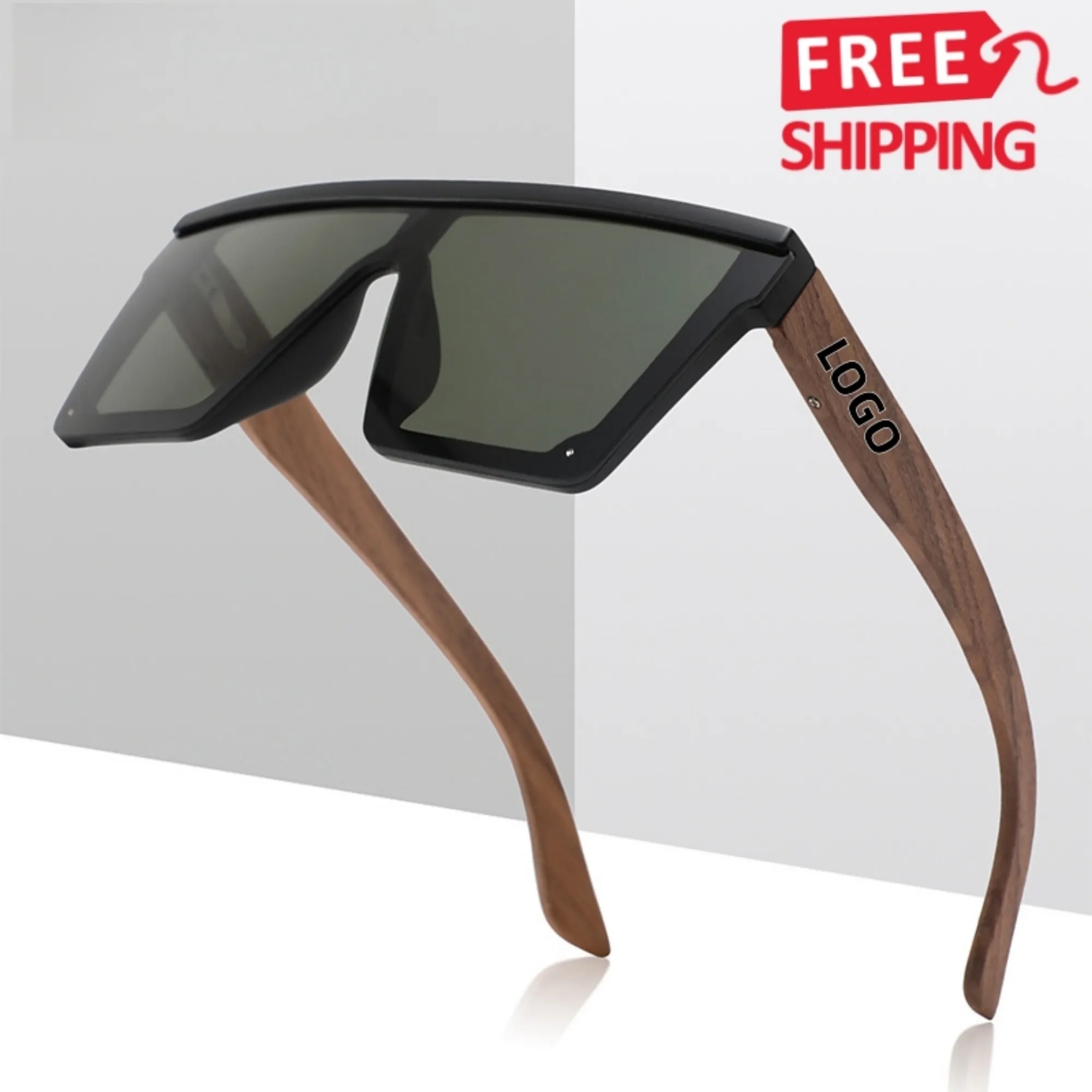 Bamboo Wood Square Sunglasses Outdoor Eyewear
