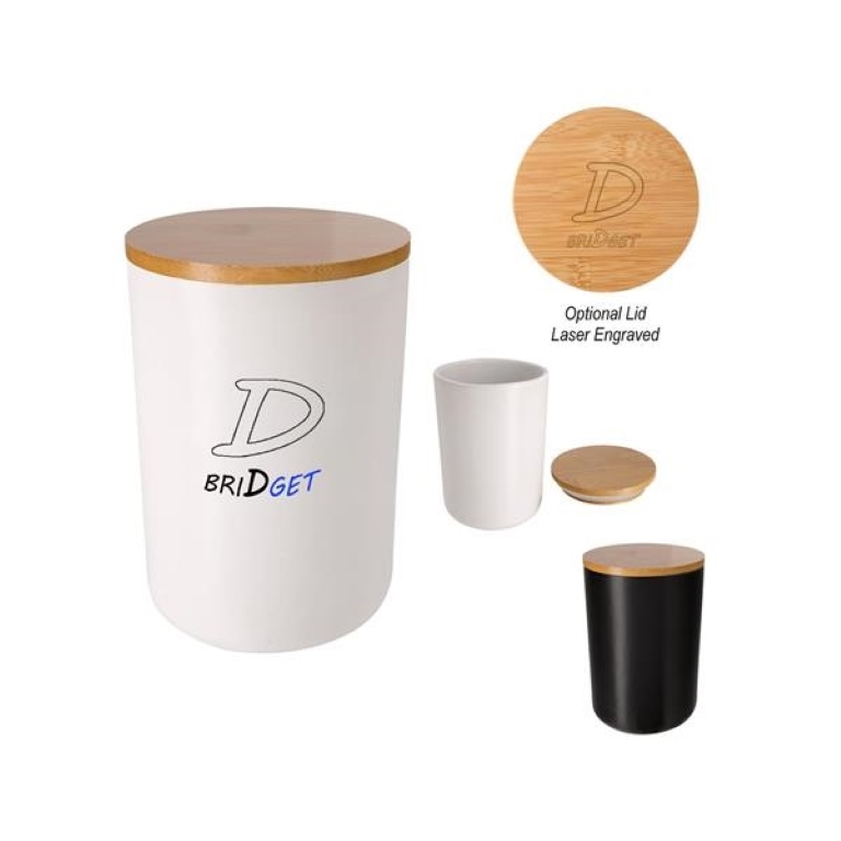 24Oz. Bamboo Lid Ceramic Container