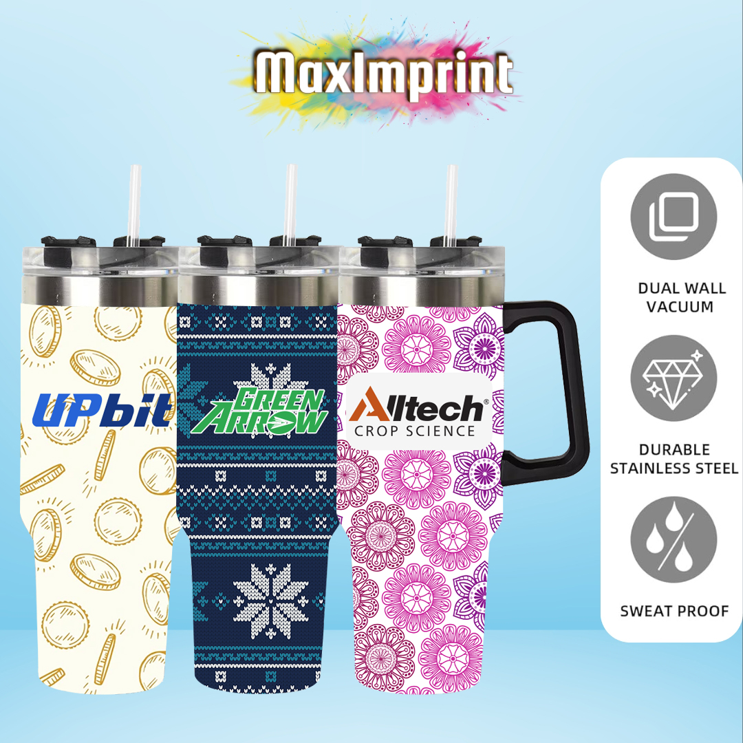 MaxImprint 40oz Stainless Steel Tumbler Full Wrap Full Color Imprint Included 18