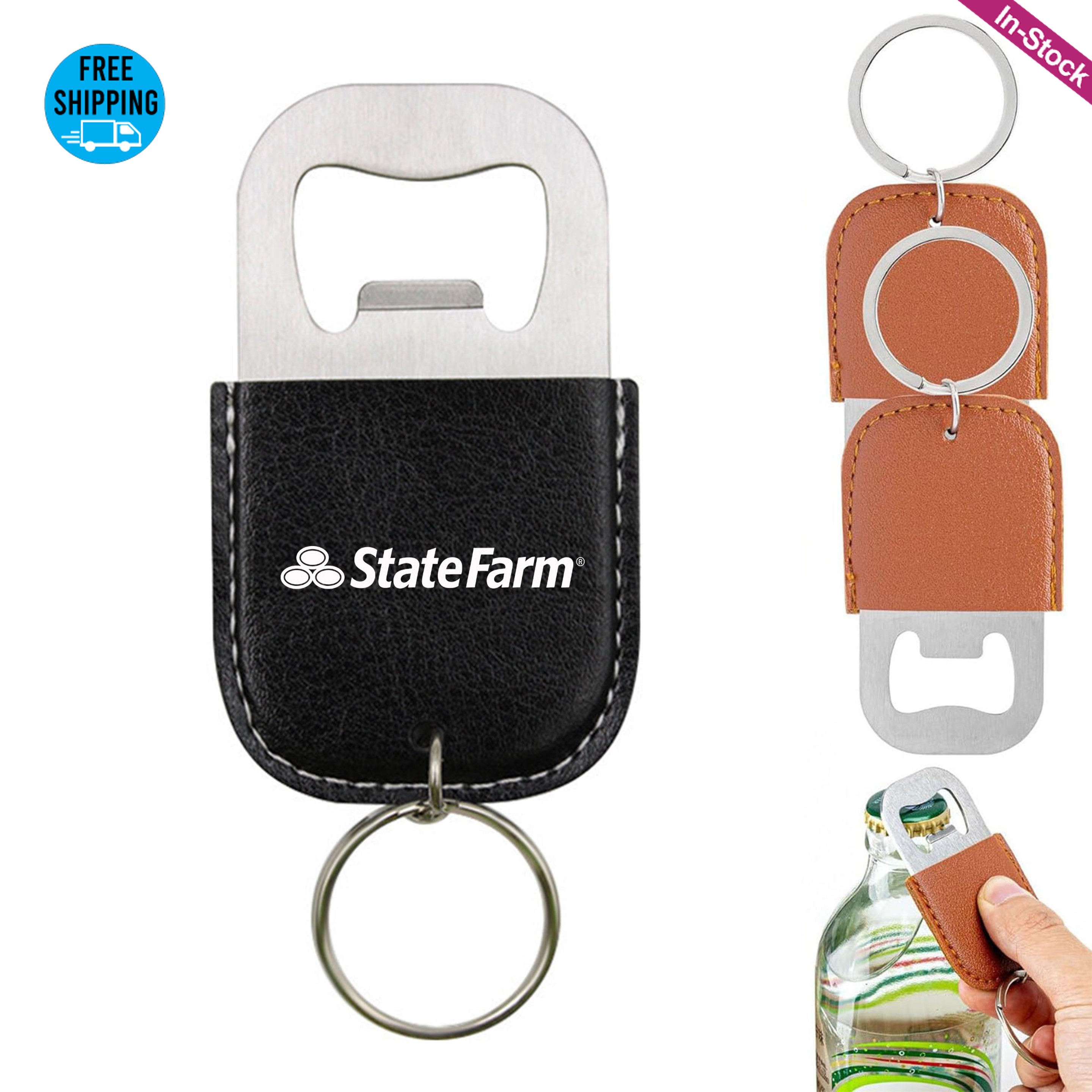 PU Leather Bottle Opener Keychain