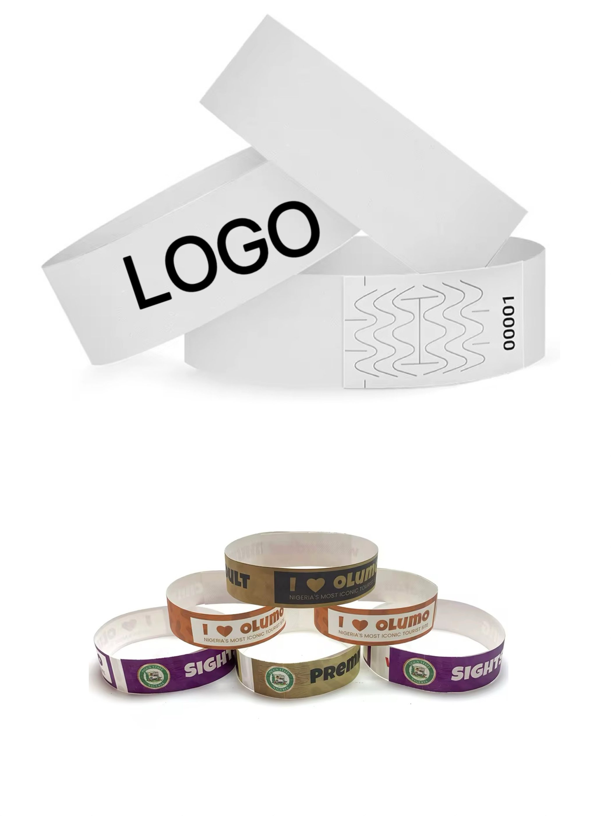 Custom Anti Fraud Waterproof Quick Check In Comfortable Paper Wristbands