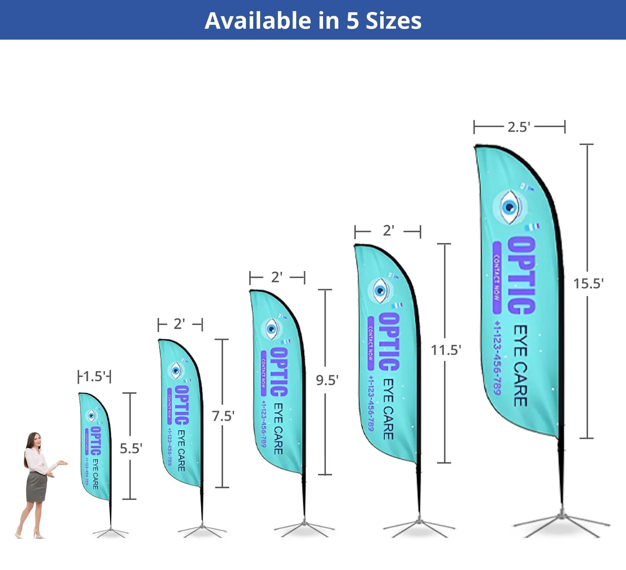 Feather Flag Single side Graphic w/Cross base, 2.25Ftx11.5Ft 12