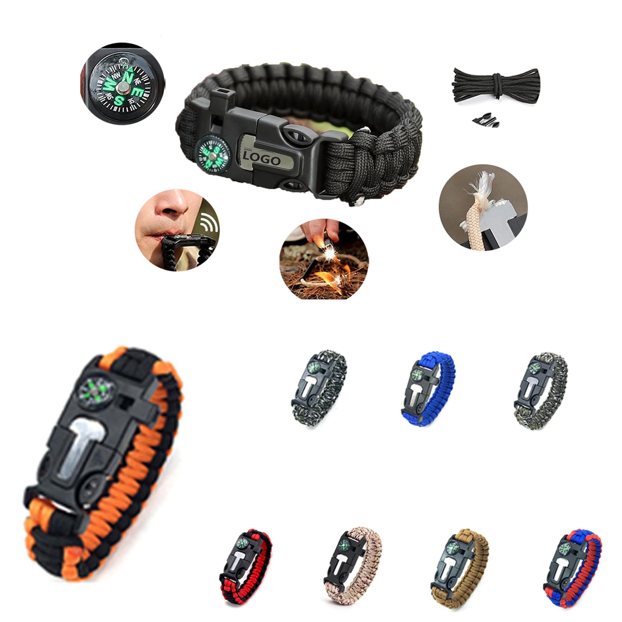 Outdoor MOQ50 5-in-1 Survival Rope Keychain 3