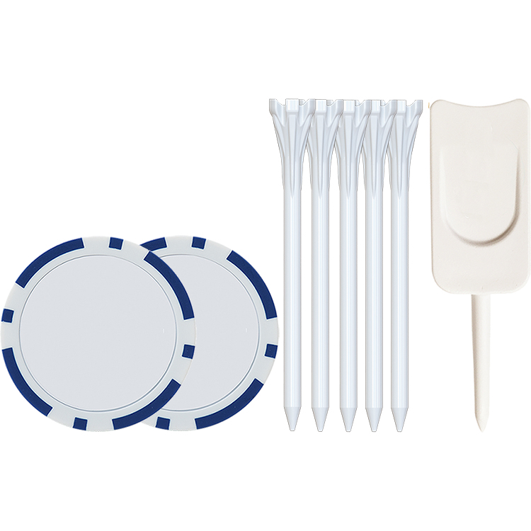 5 Flytee Tees 2-3/4", 2 Poker chips, Single Prong Plastic Divot Tool 4