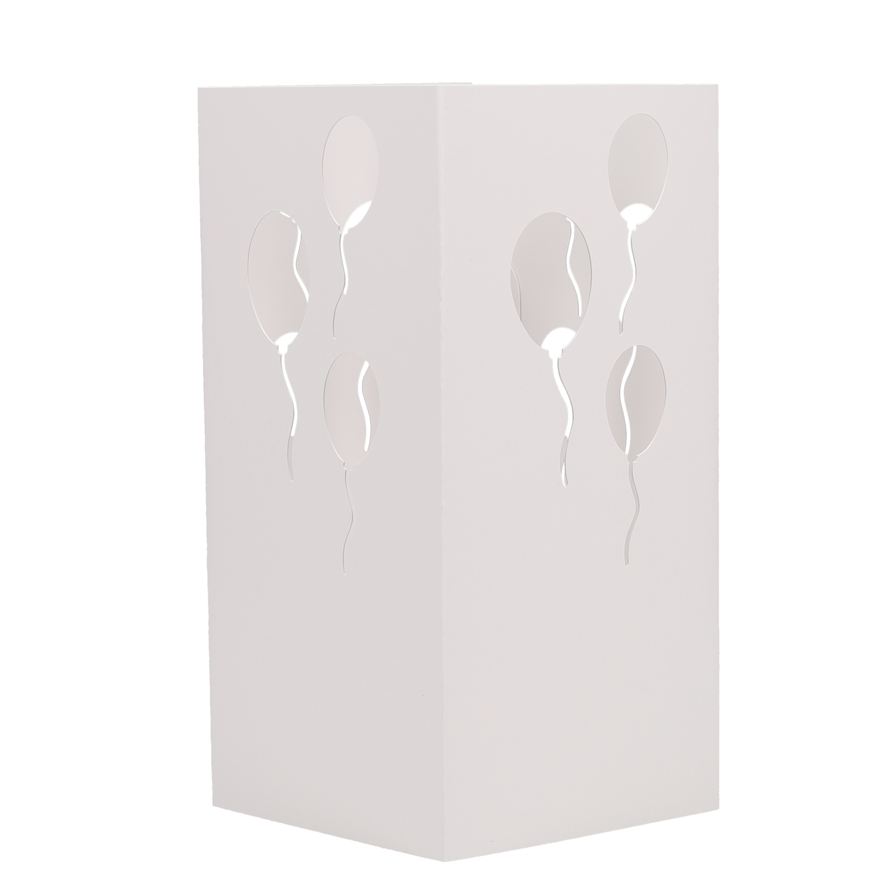 Table Luminary Card Stock 12 pt 4 Sided 4.250" x 4.250" x 8.000" Balloon White Digital Print 7
