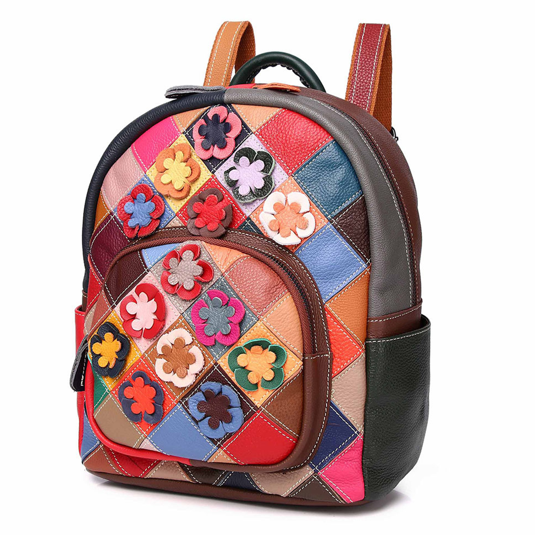 Genuine Leather Niche colorful handmade contrast backpack 10