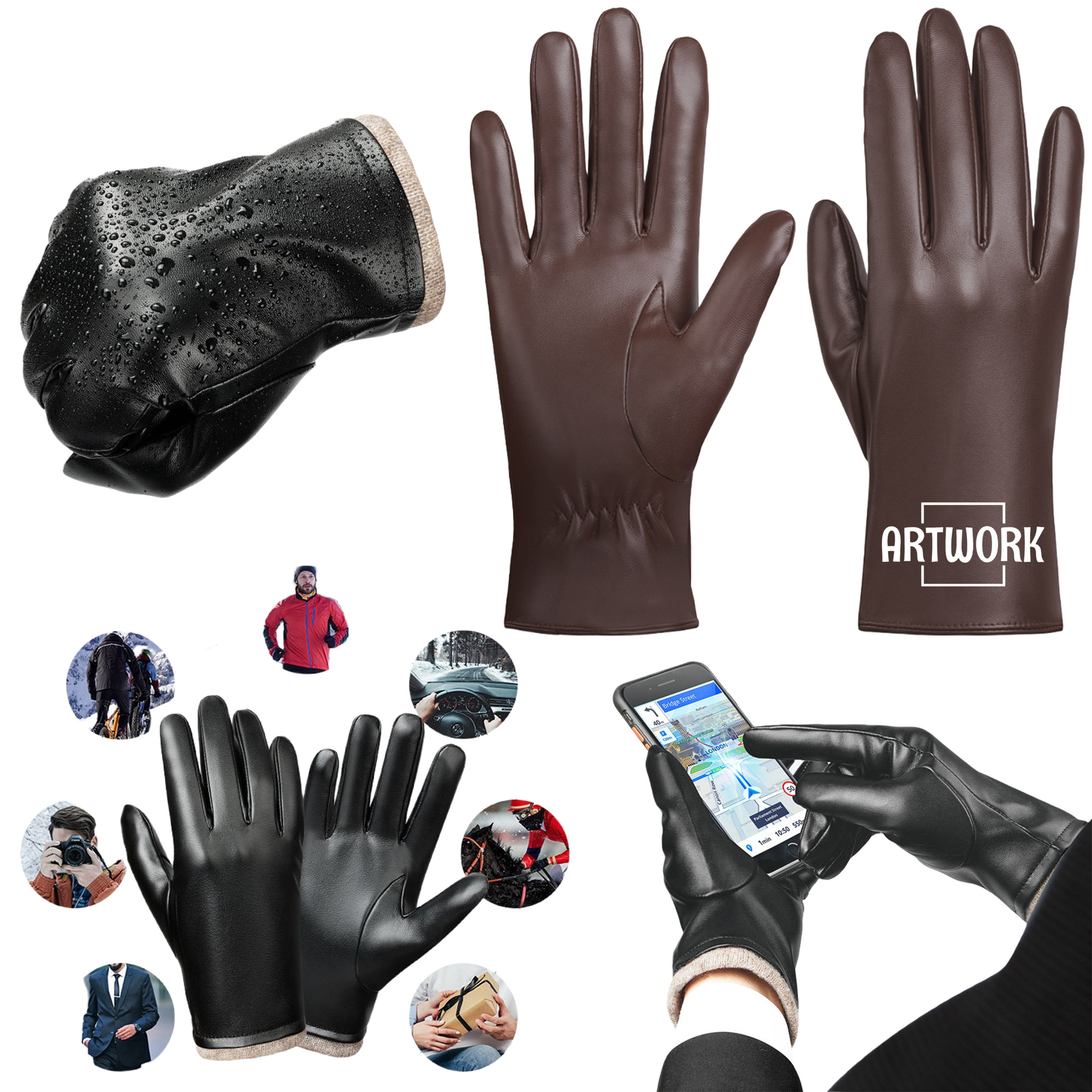 Women Winter Leather Gloves 6