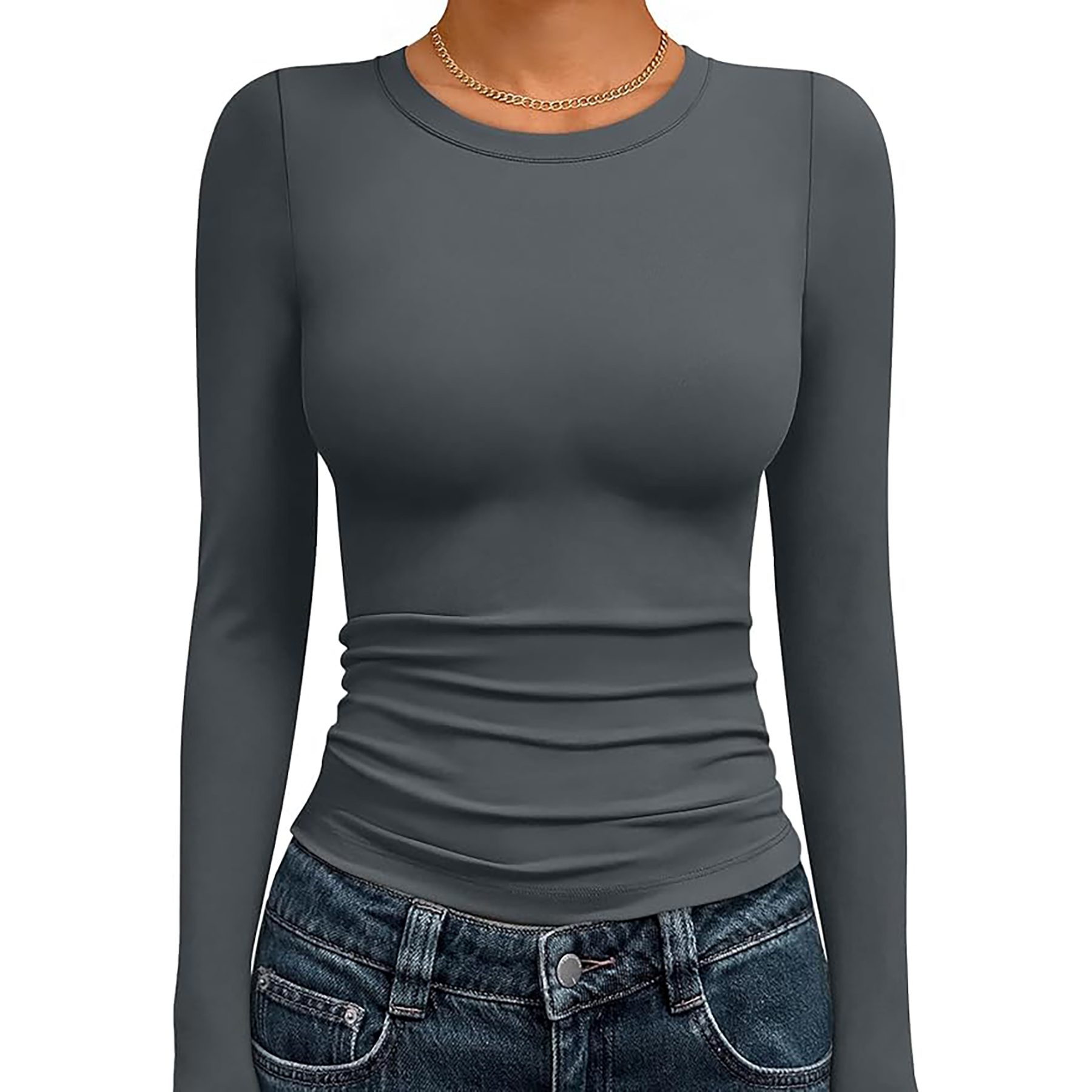 Women's Basic Round Neck Crop Top 85
