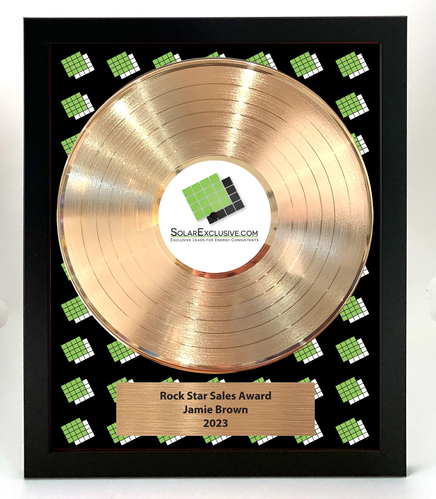 Gold Framed 12" Record - Custom Backer + Plate - 15 x 18