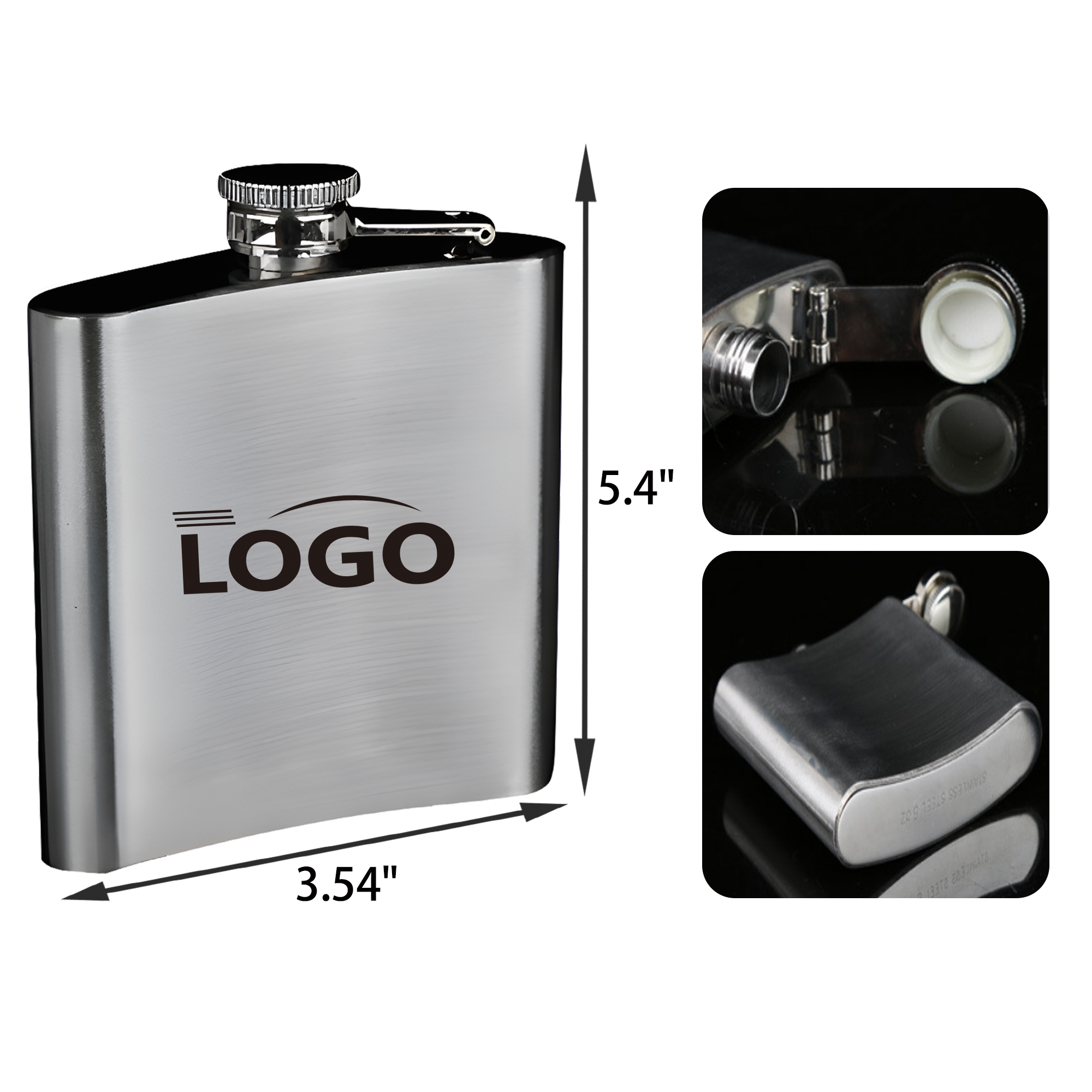 MOQ 20 PCS Durable 8 OZ Stainless Steel Hip Flask 5