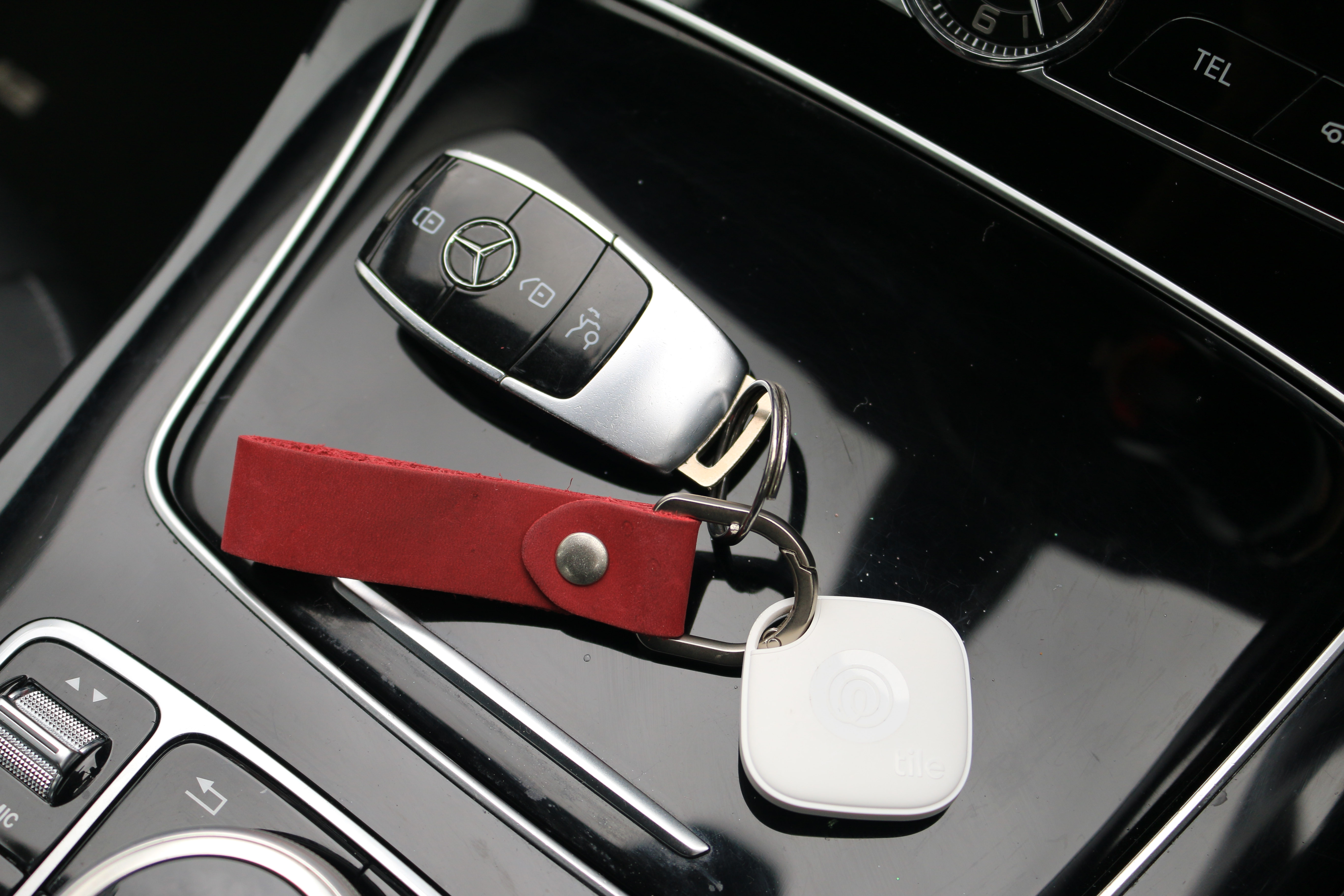 New Tile Mate with Full Grain Leather Key Fob 28